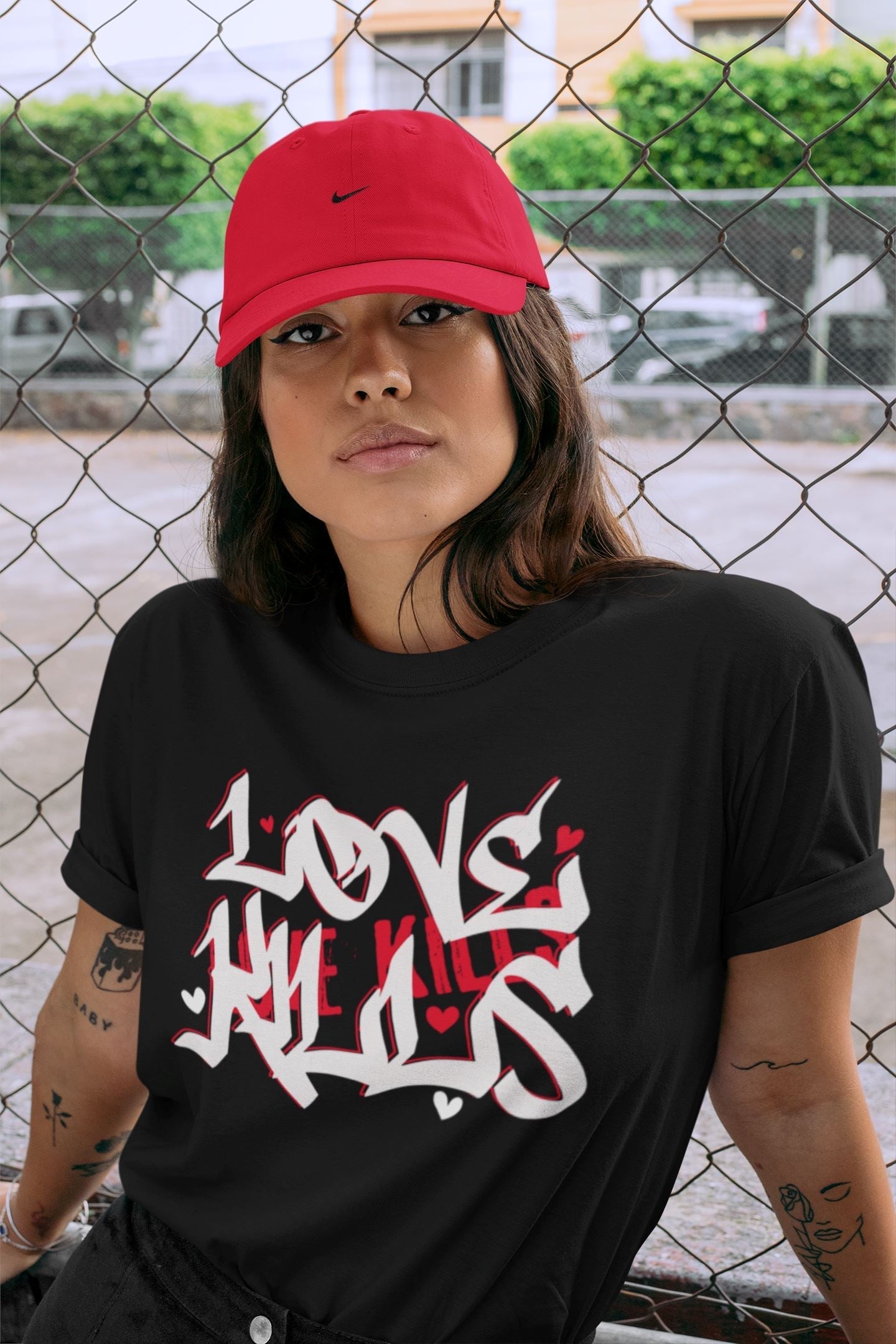 Love Kills Unisex Tops - Air Jordan 1 Bred Patent