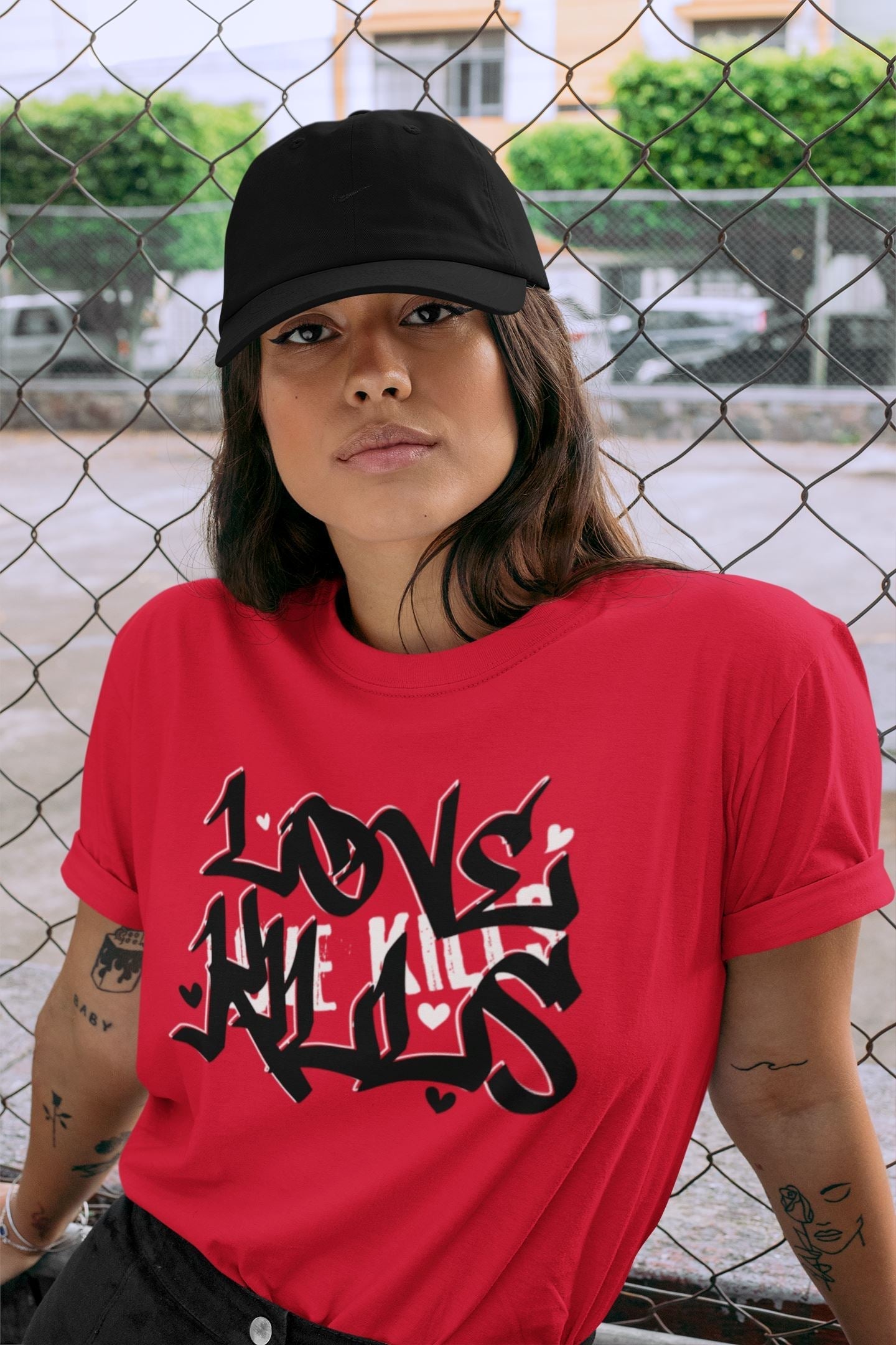 Love Kills Unisex Tops - Air Jordan 1 Bred Patent