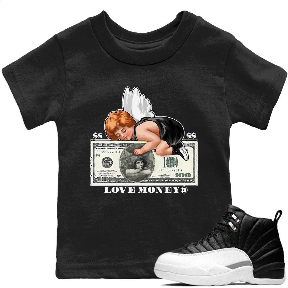 Love Money Kids Tops - Air Jordan 12 Playoffs