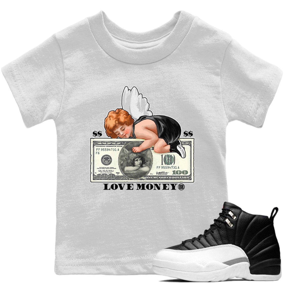 Love Money Kids Tops - Air Jordan 12 Playoffs