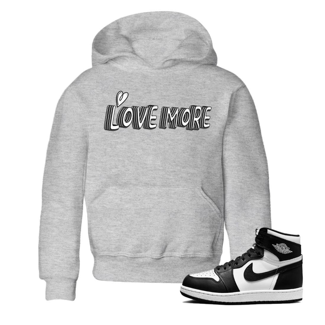 Love More Kids Tops - Air Jordan 1 Black White