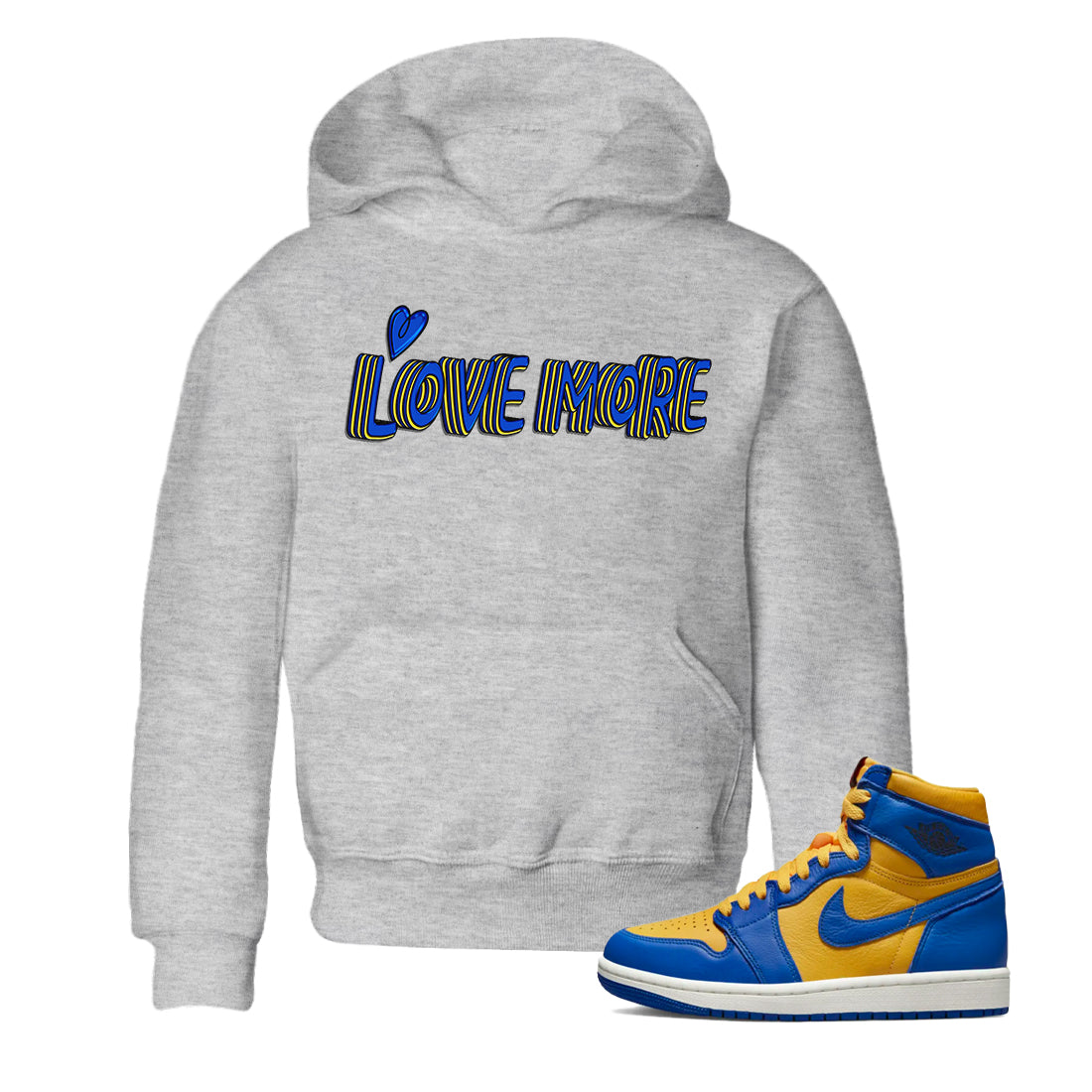 Love More Kids Tops - Air Jordan 1 Game Royal Varsity Maize