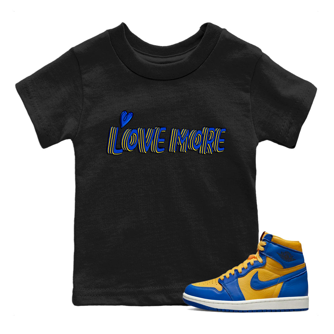 Love More Kids Tops - Air Jordan 1 Game Royal Varsity Maize