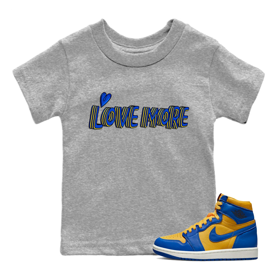 Love More Kids Tops - Air Jordan 1 Game Royal Varsity Maize
