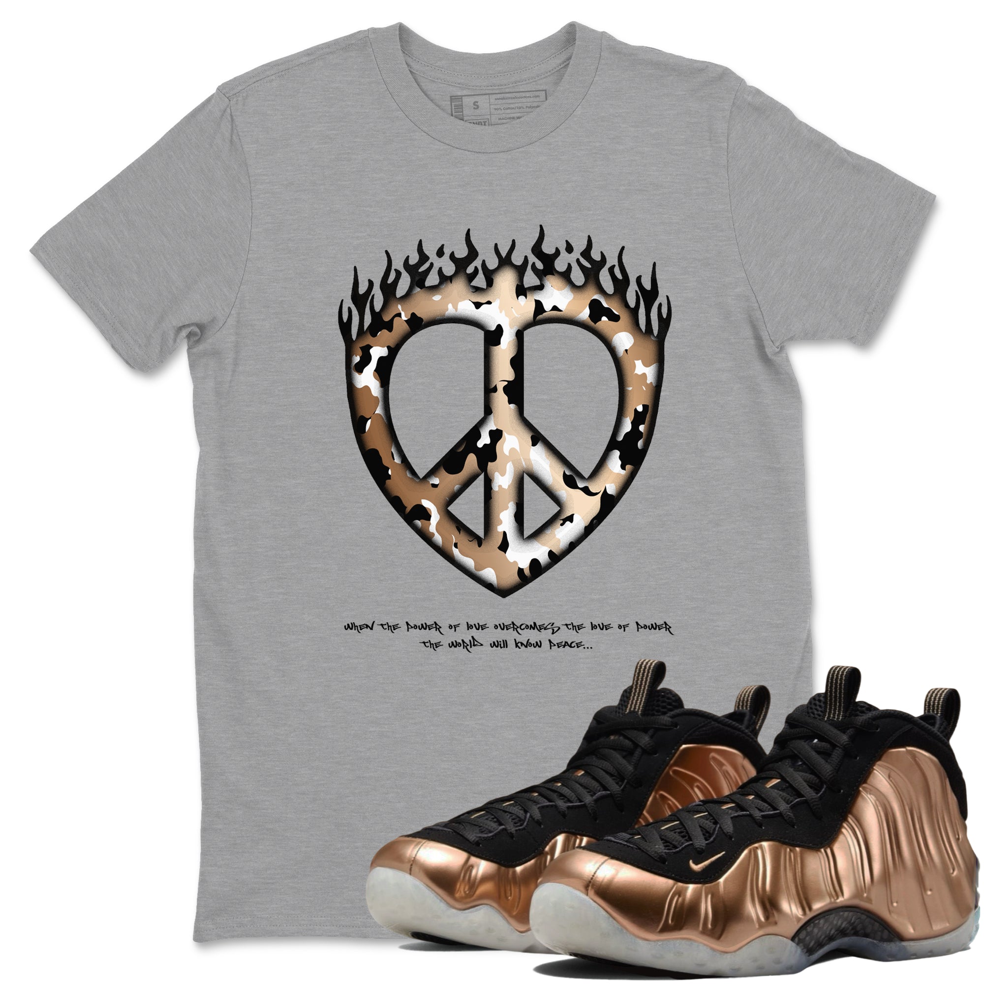 Love Peace snkmatch Tees - Air Foamposite One Metallic Copper