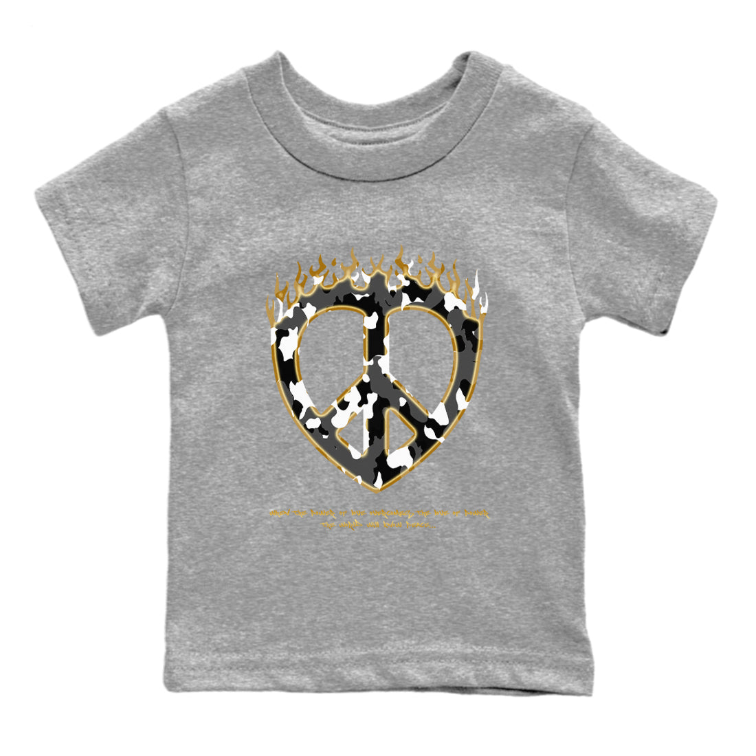 Love Peace snkmatch Tees Kids - Air Jordan 1 Black Metallic Gold