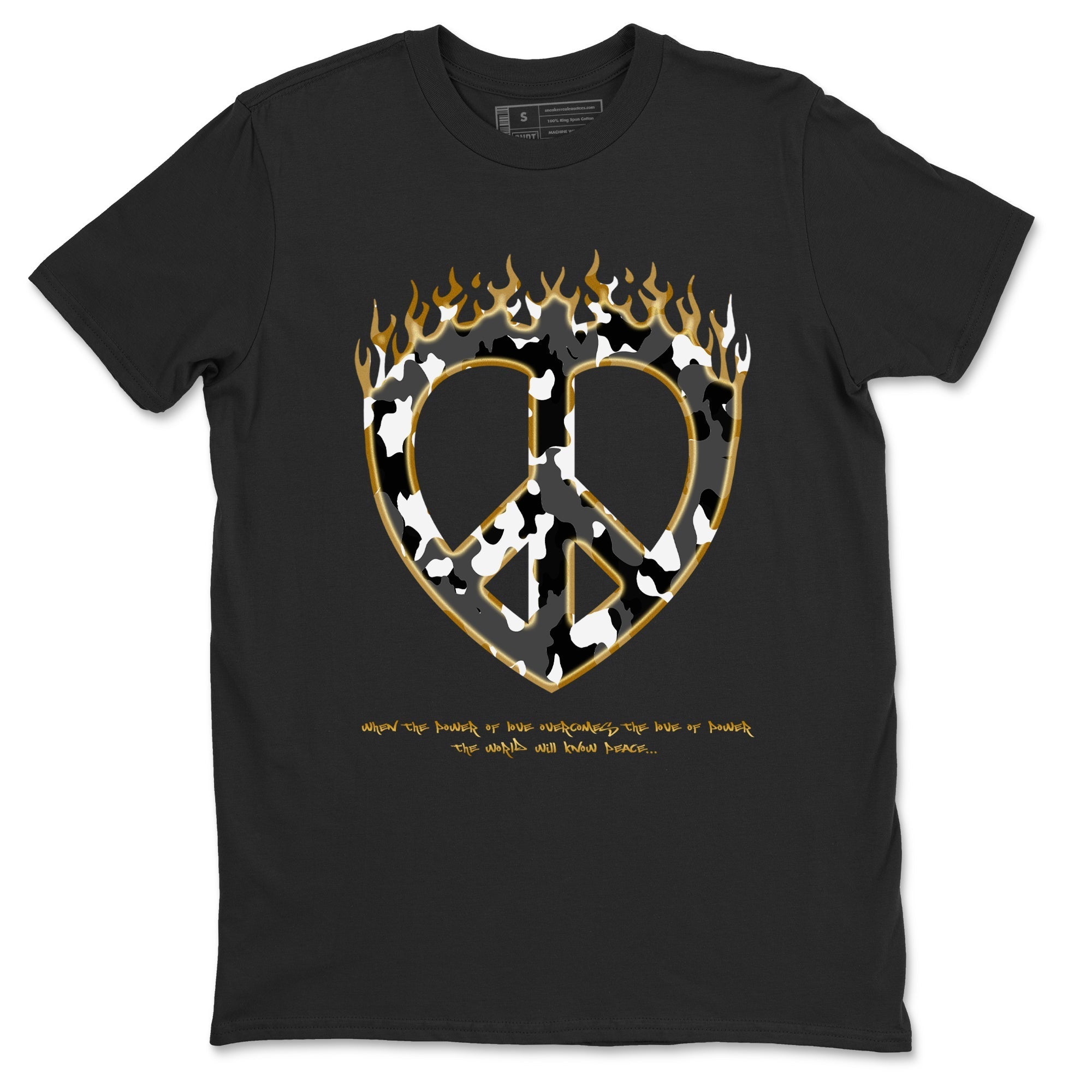 Love Peace snkmatch Tees - Air Jordan 1 Black Metallic Gold