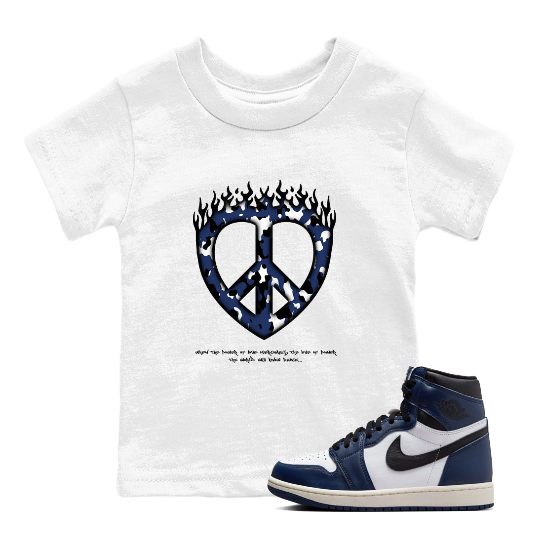 Love Peace snkmatch Tees Kids - Air Jordan 1 Midnight Navy