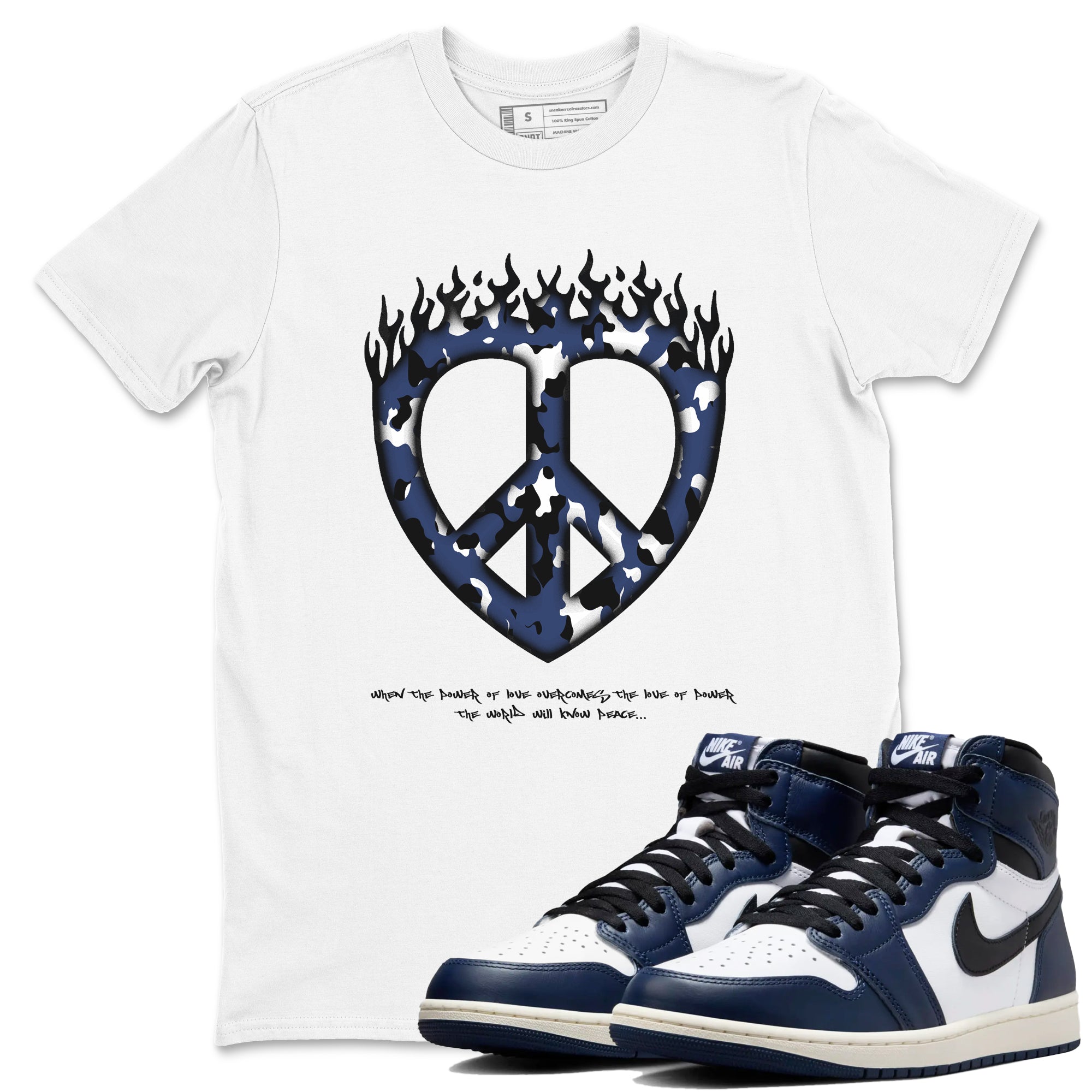 Love Peace snkmatch Tees - Air Jordan 1 Midnight Navy