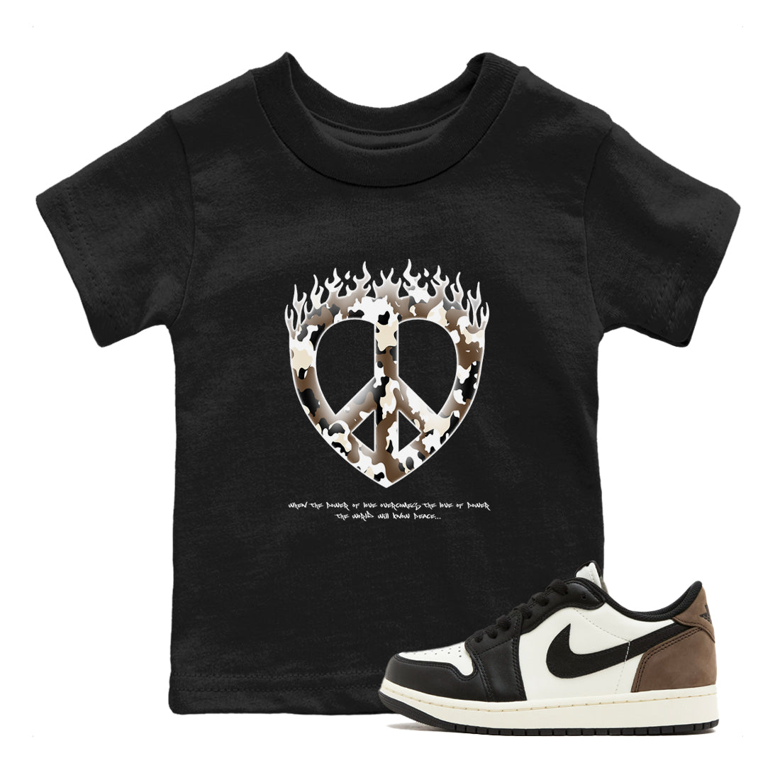 Love Peace snkmatch Tees Kids - Air Jordan 1 Mocha