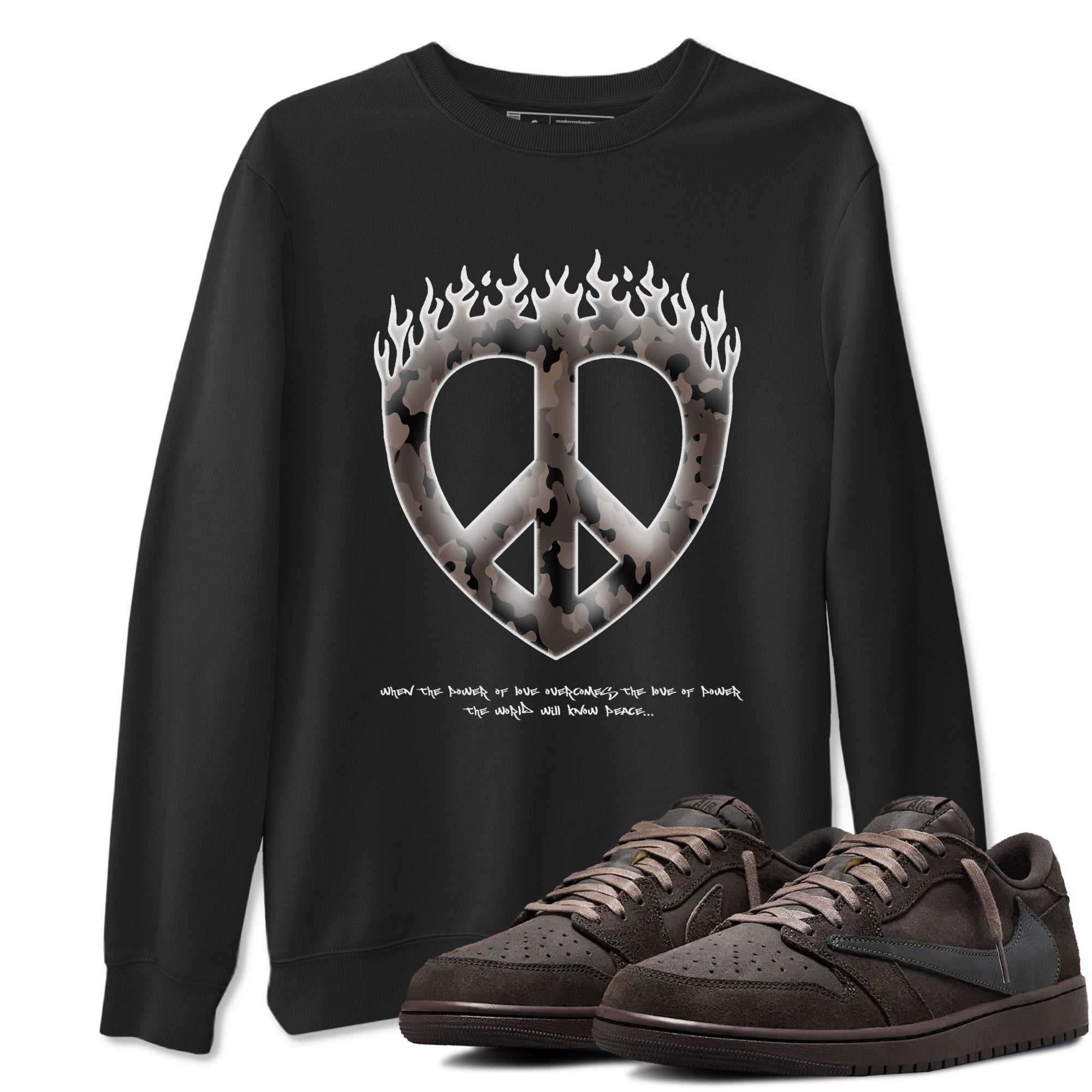 Love Peace snkmatch Tees - Air Jordan 1 Travis Scott Velvet Brown