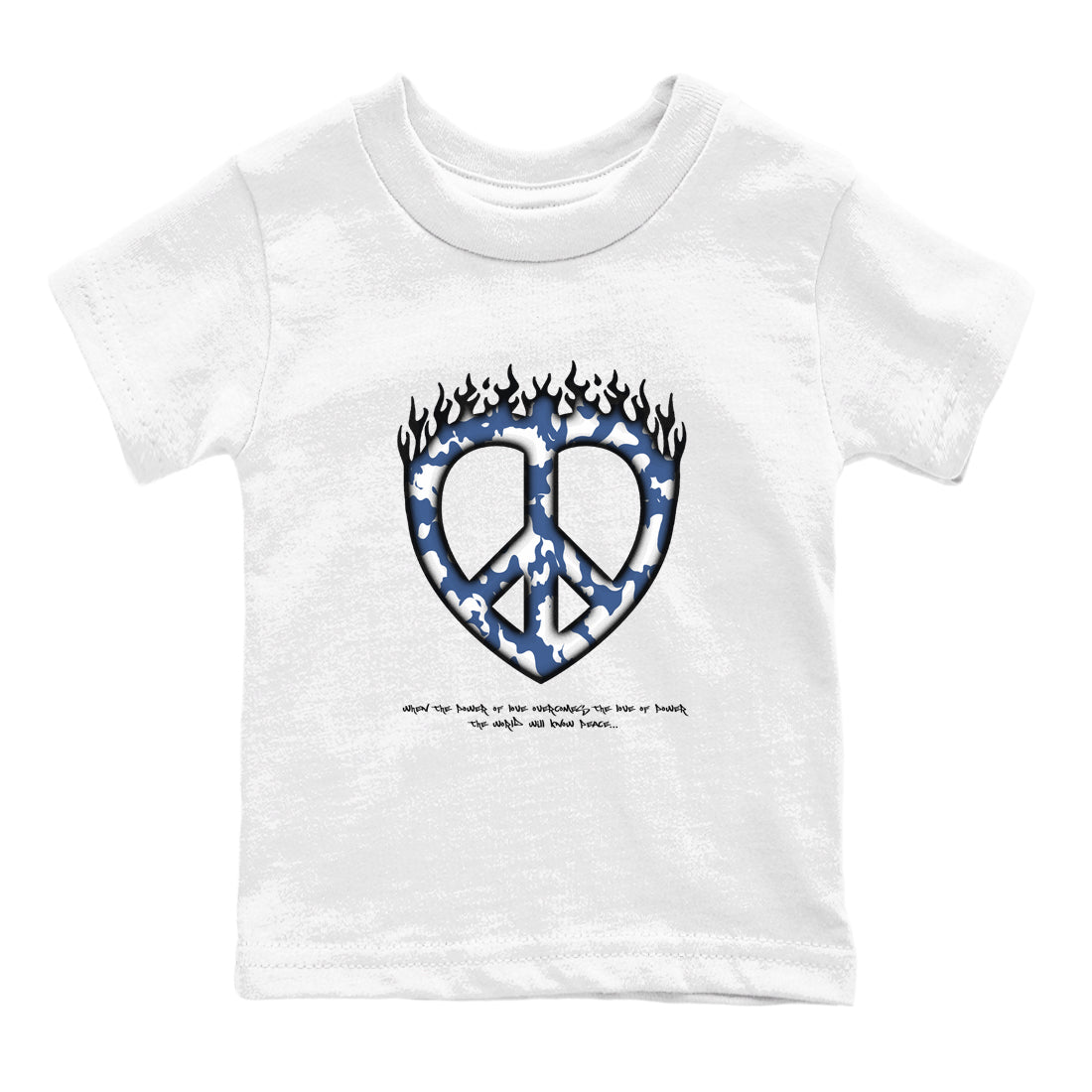 Love Peace snkmatch Tees Kids - Air Jordan 11 Diffused Blue