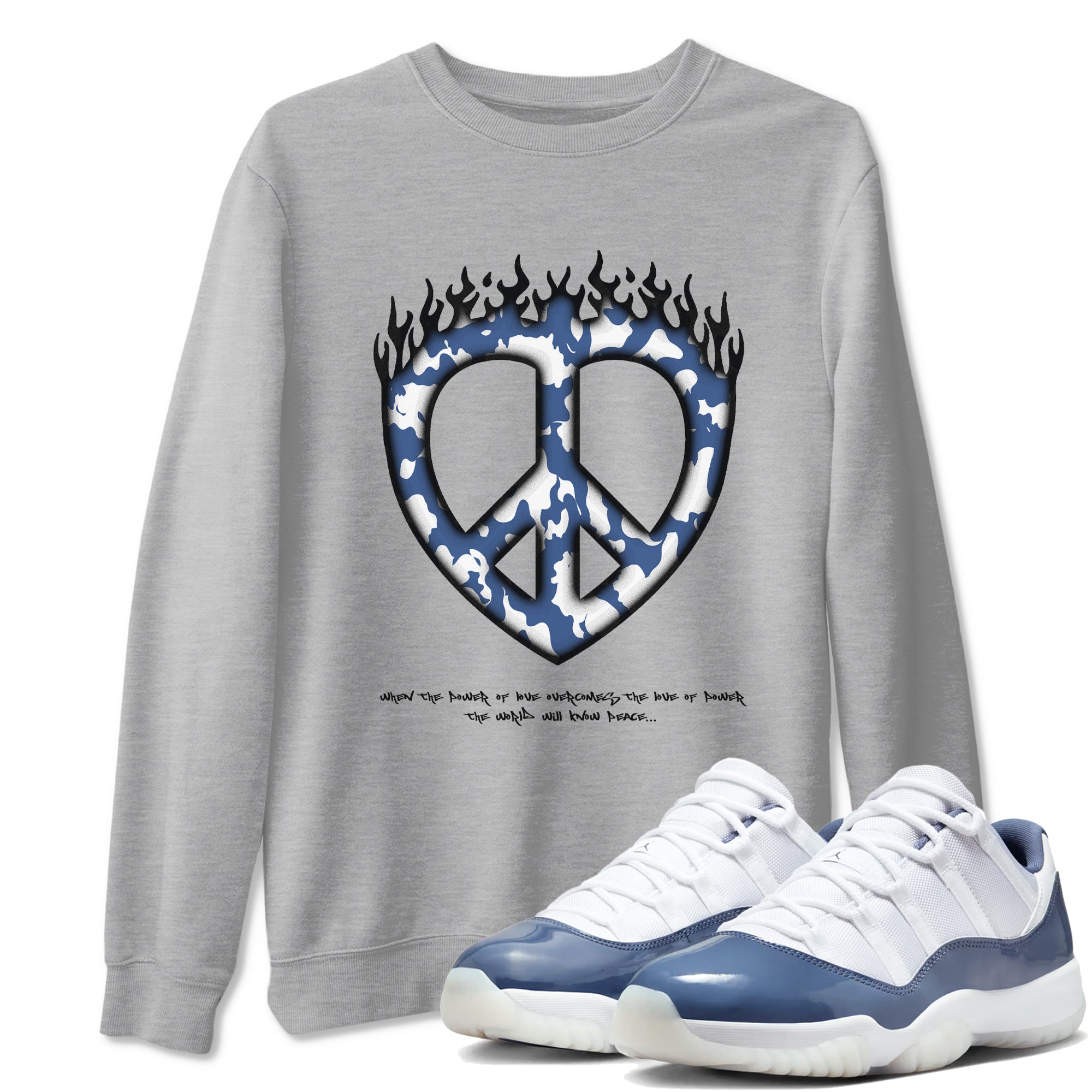 Love Peace snkmatch Tees - Air Jordan 11 Diffused Blue