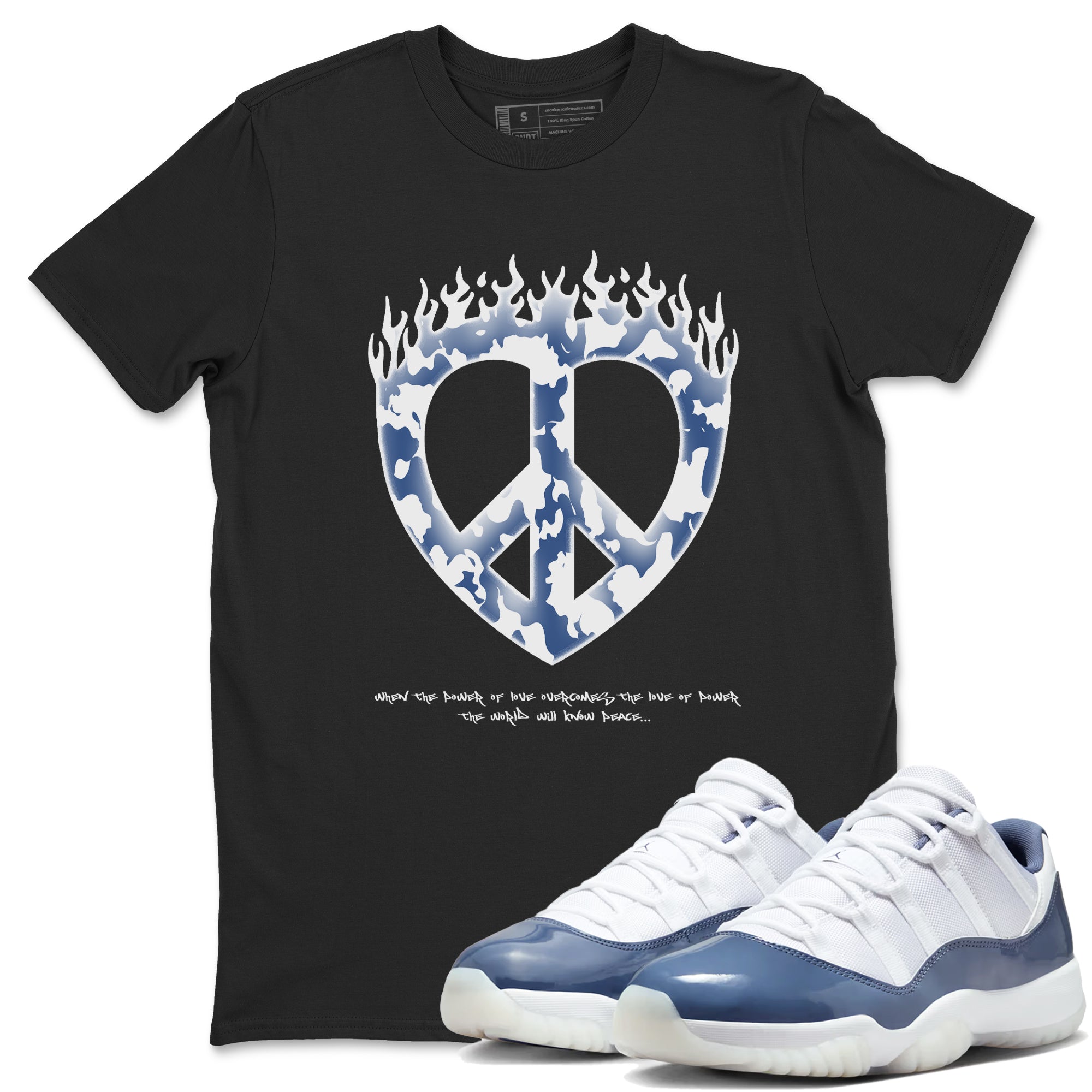 Love Peace snkmatch Tees - Air Jordan 11 Diffused Blue