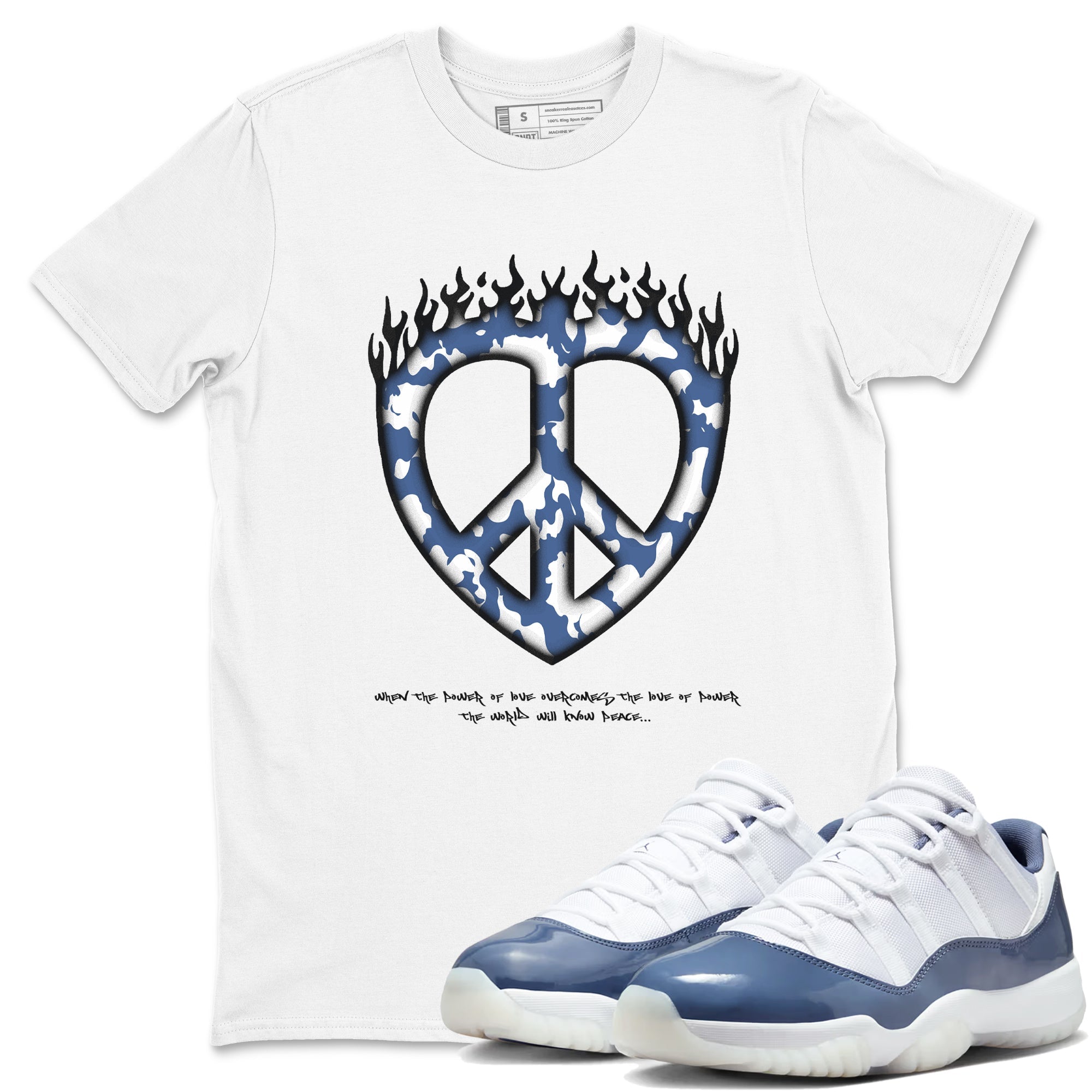 Love Peace snkmatch Tees - Air Jordan 11 Diffused Blue