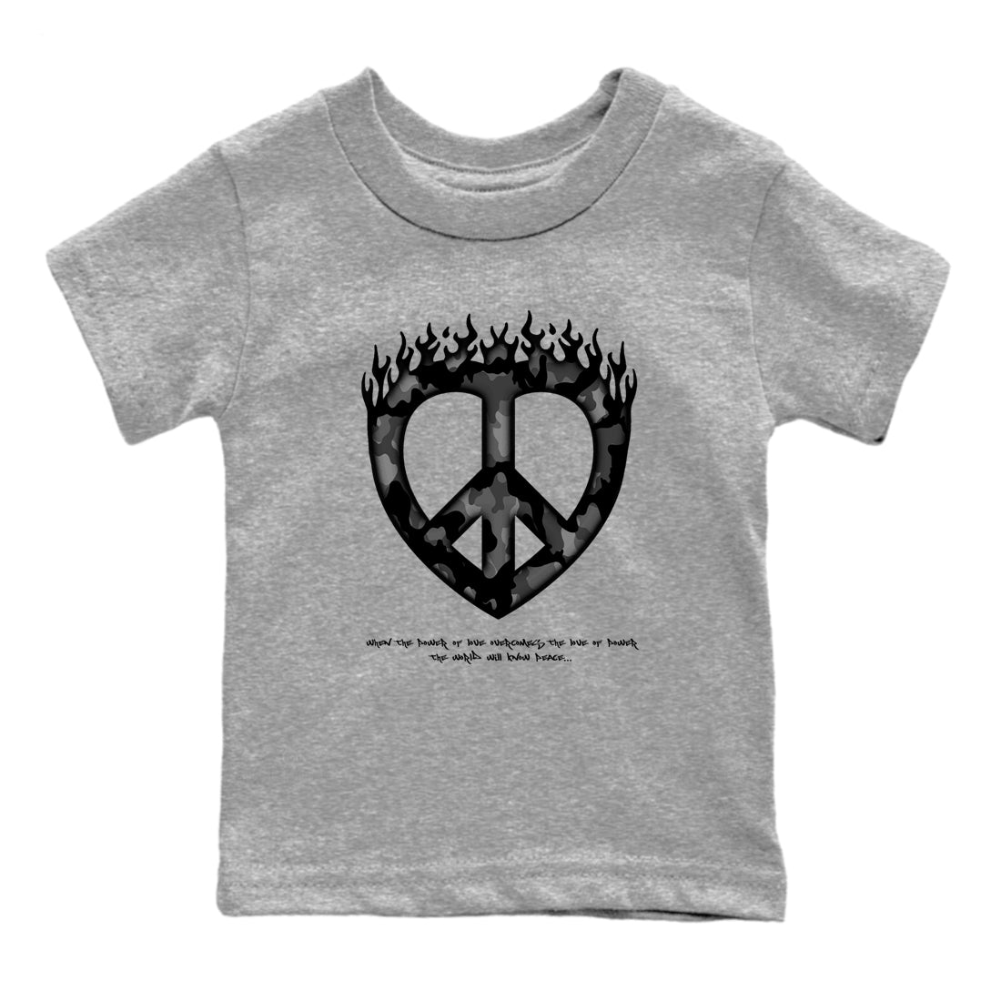 Love Peace snkmatch Tees Kids - Air Jordan 12 Black Wolf Grey