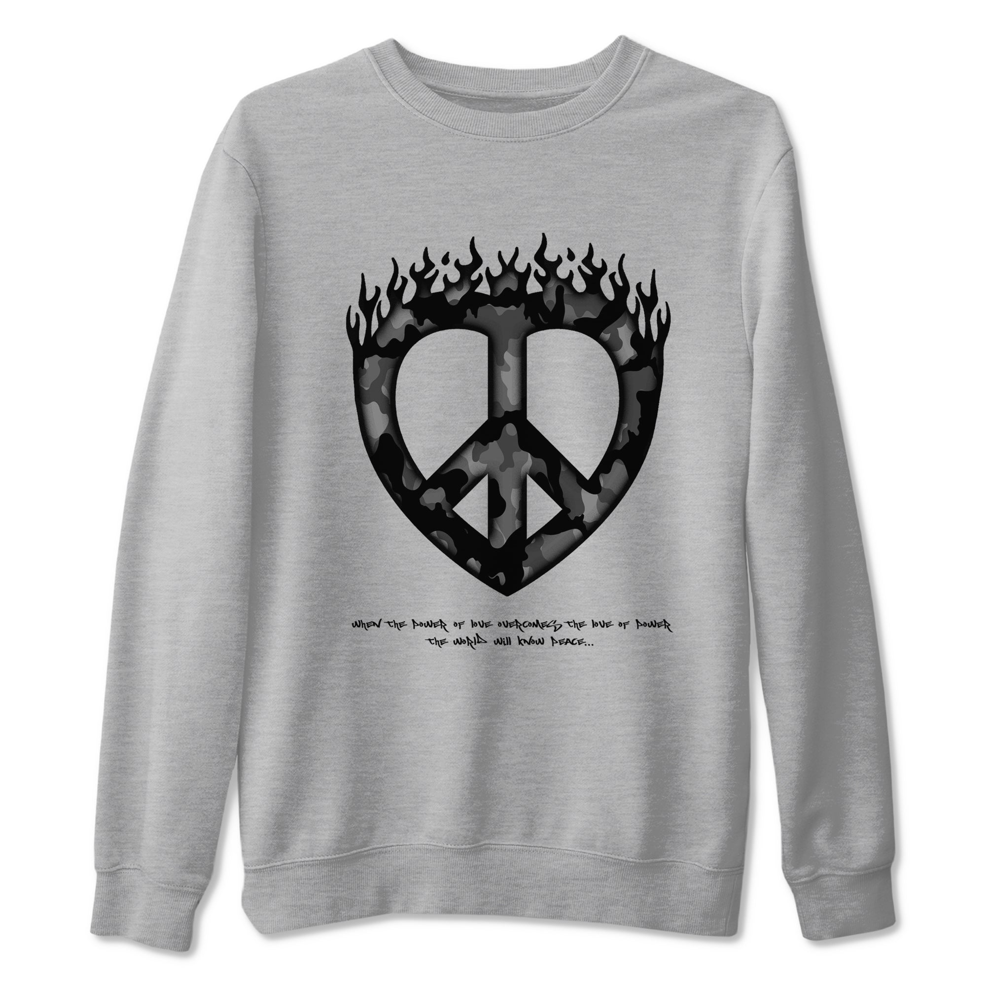 Love Peace snkmatch Tees - Air Jordan 12 Black Wolf Grey