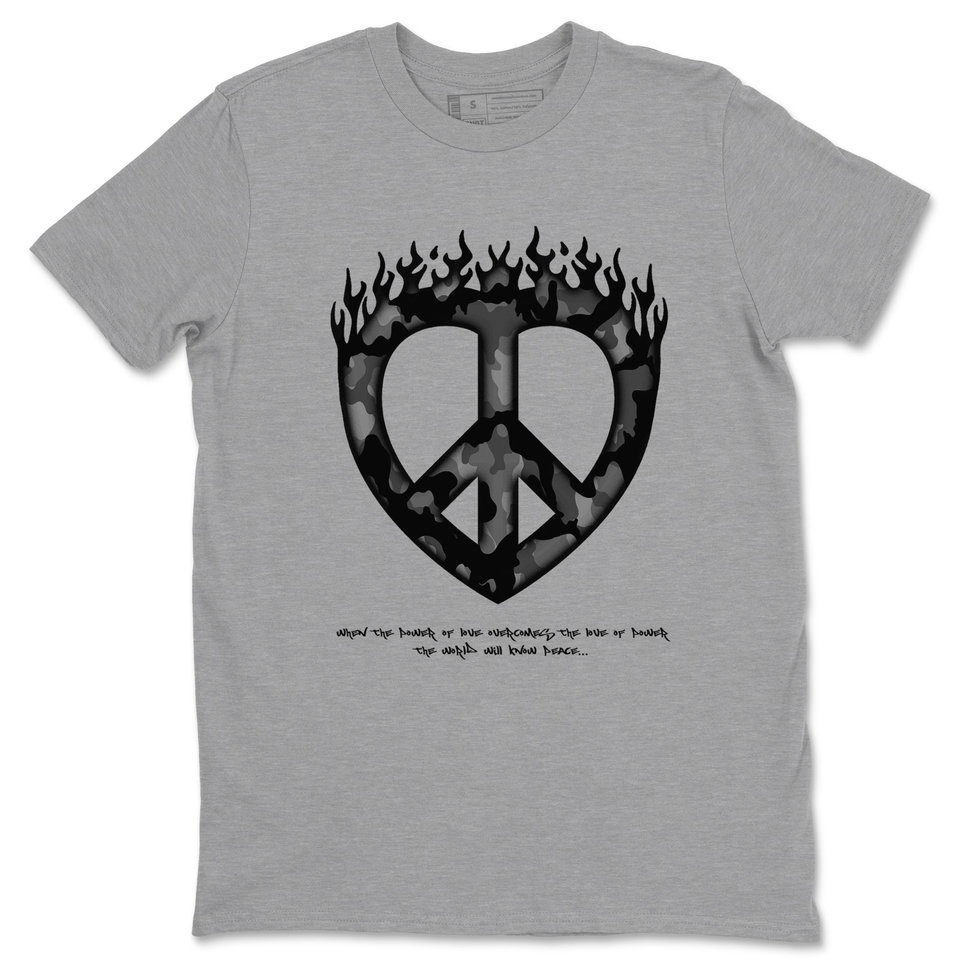Love Peace snkmatch Tees - Air Jordan 12 Black Wolf Grey