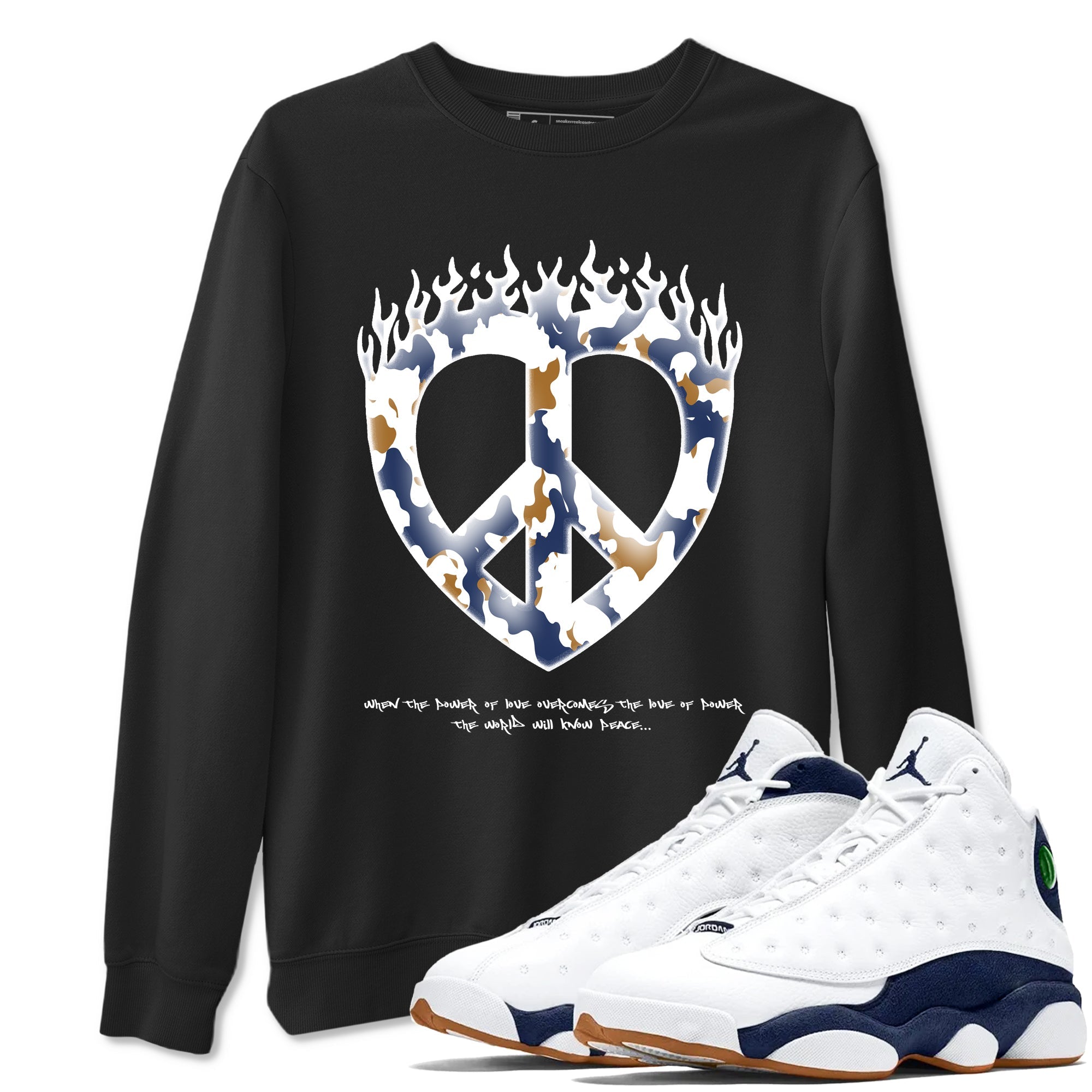 Love Peace snkmatch Tees - Air Jordan 13 Midnight Navy