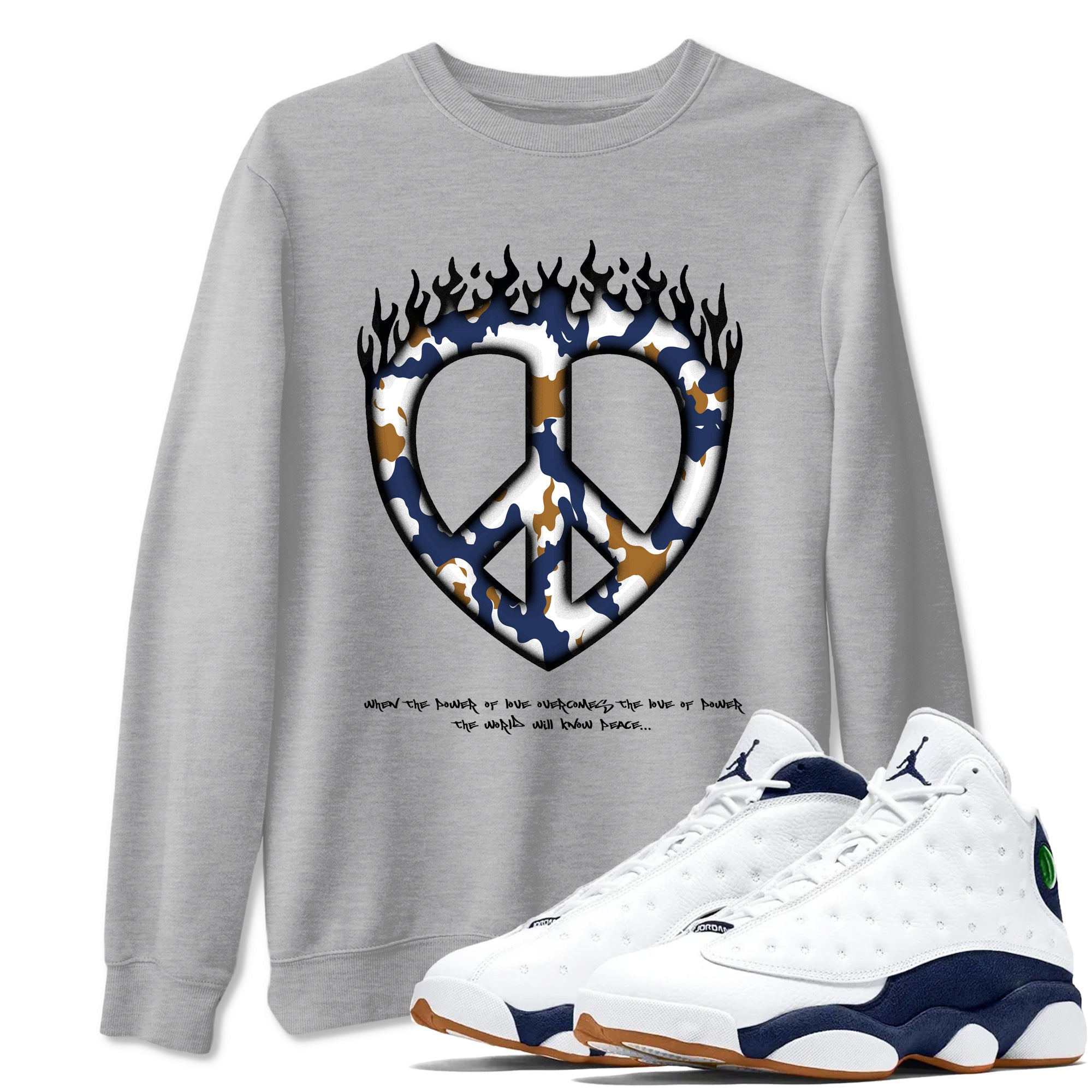 Love Peace snkmatch Tees - Air Jordan 13 Midnight Navy