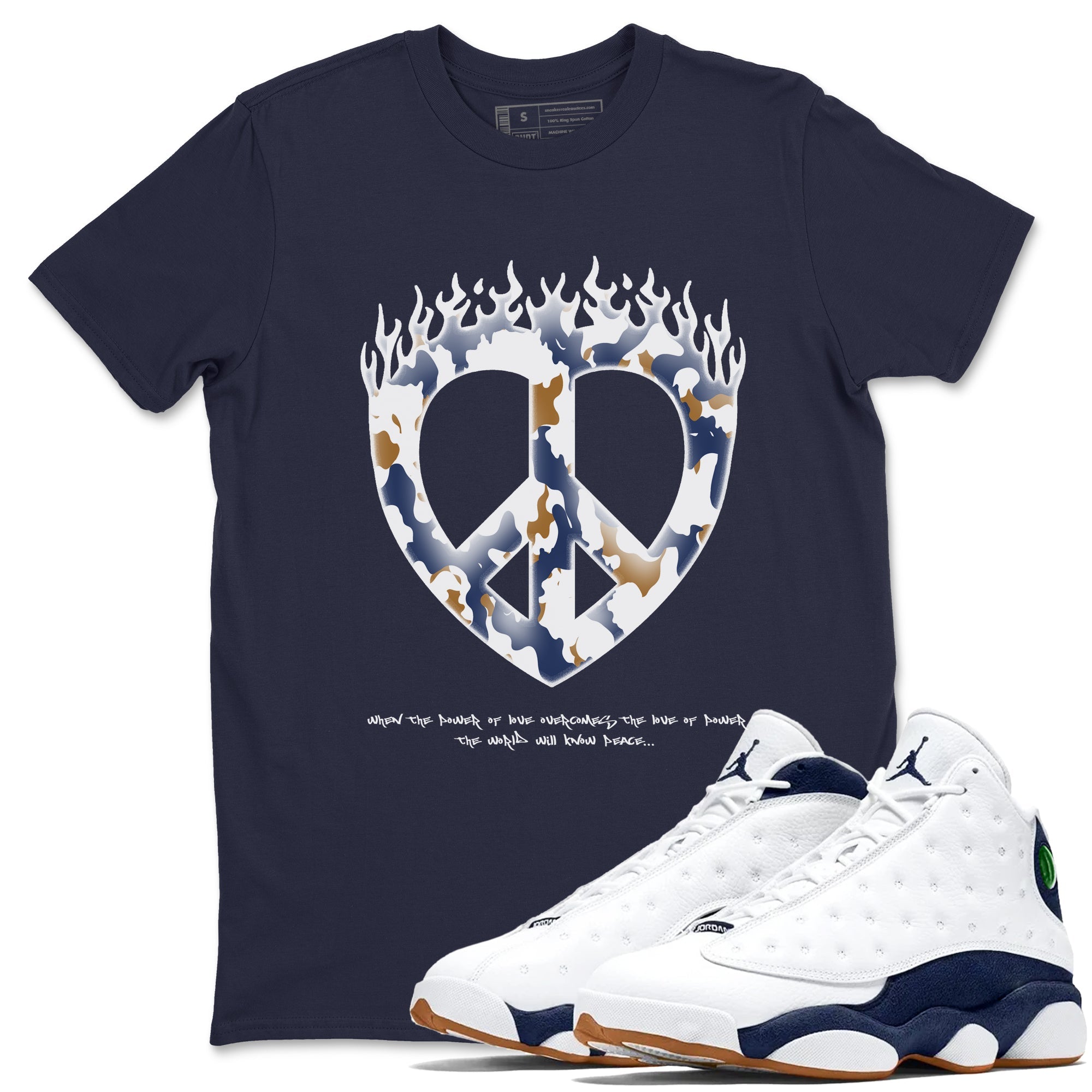 Love Peace snkmatch Tees - Air Jordan 13 Midnight Navy
