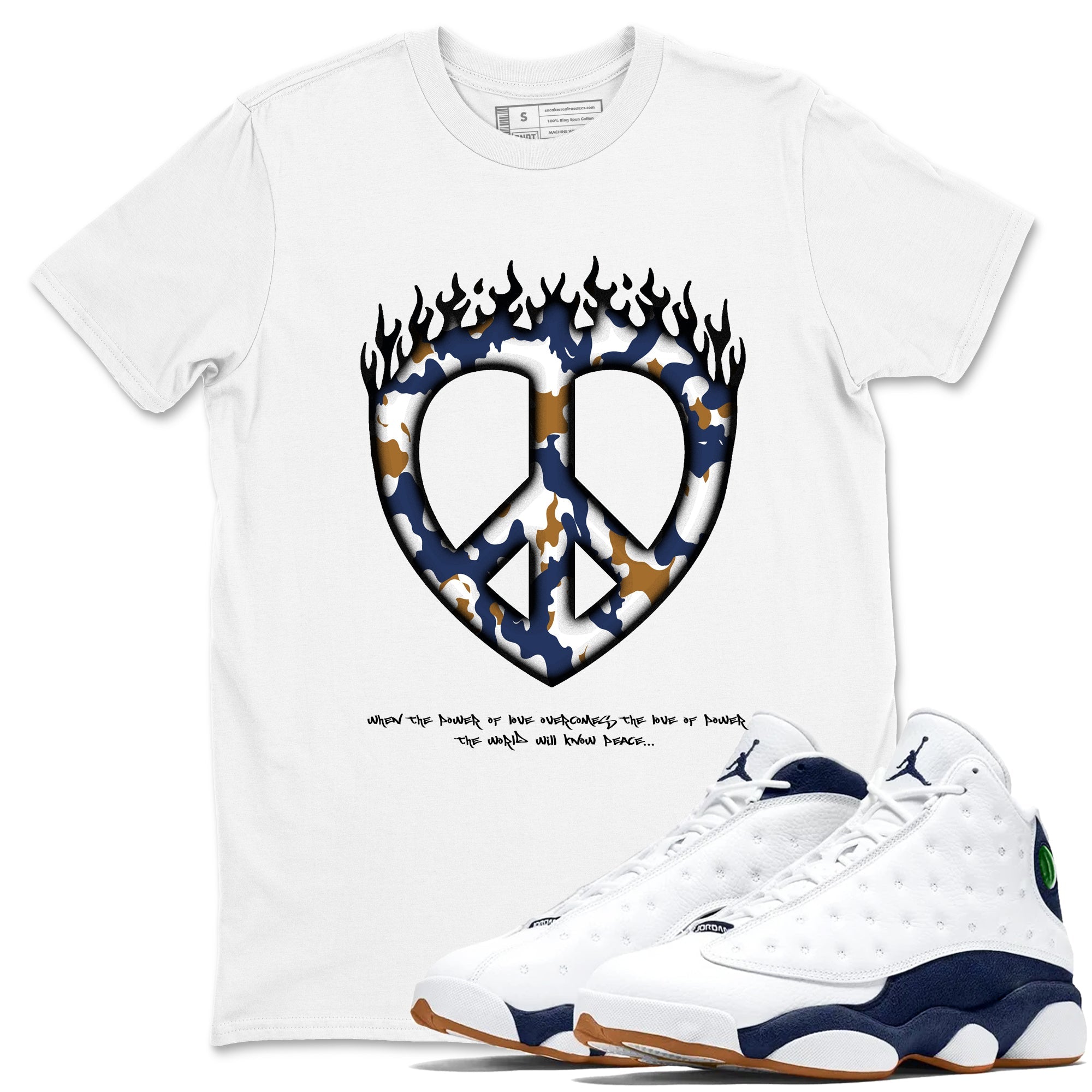 Love Peace snkmatch Tees - Air Jordan 13 Midnight Navy