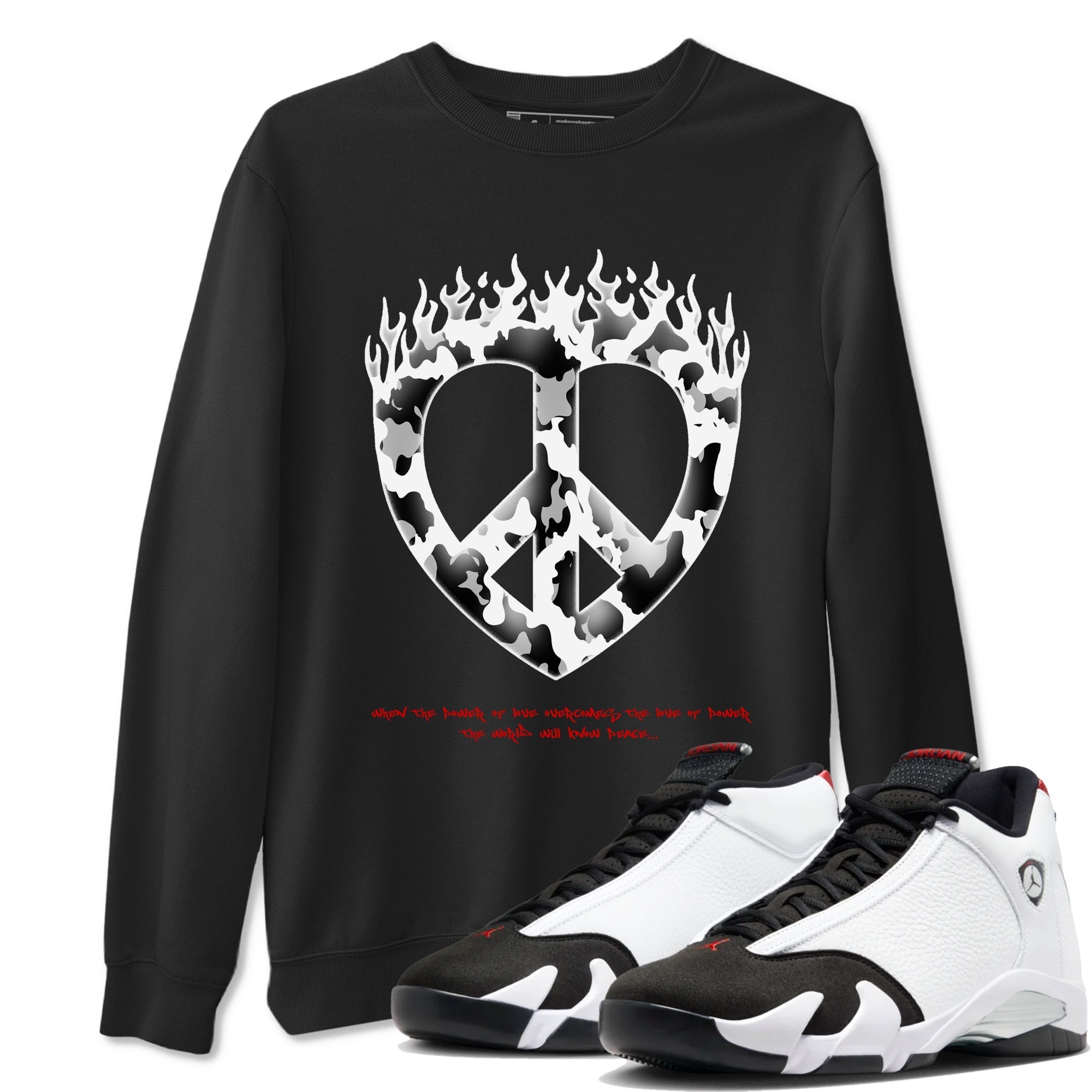 Love Peace snkmatch Tees - Air Jordan 14 Black Toe
