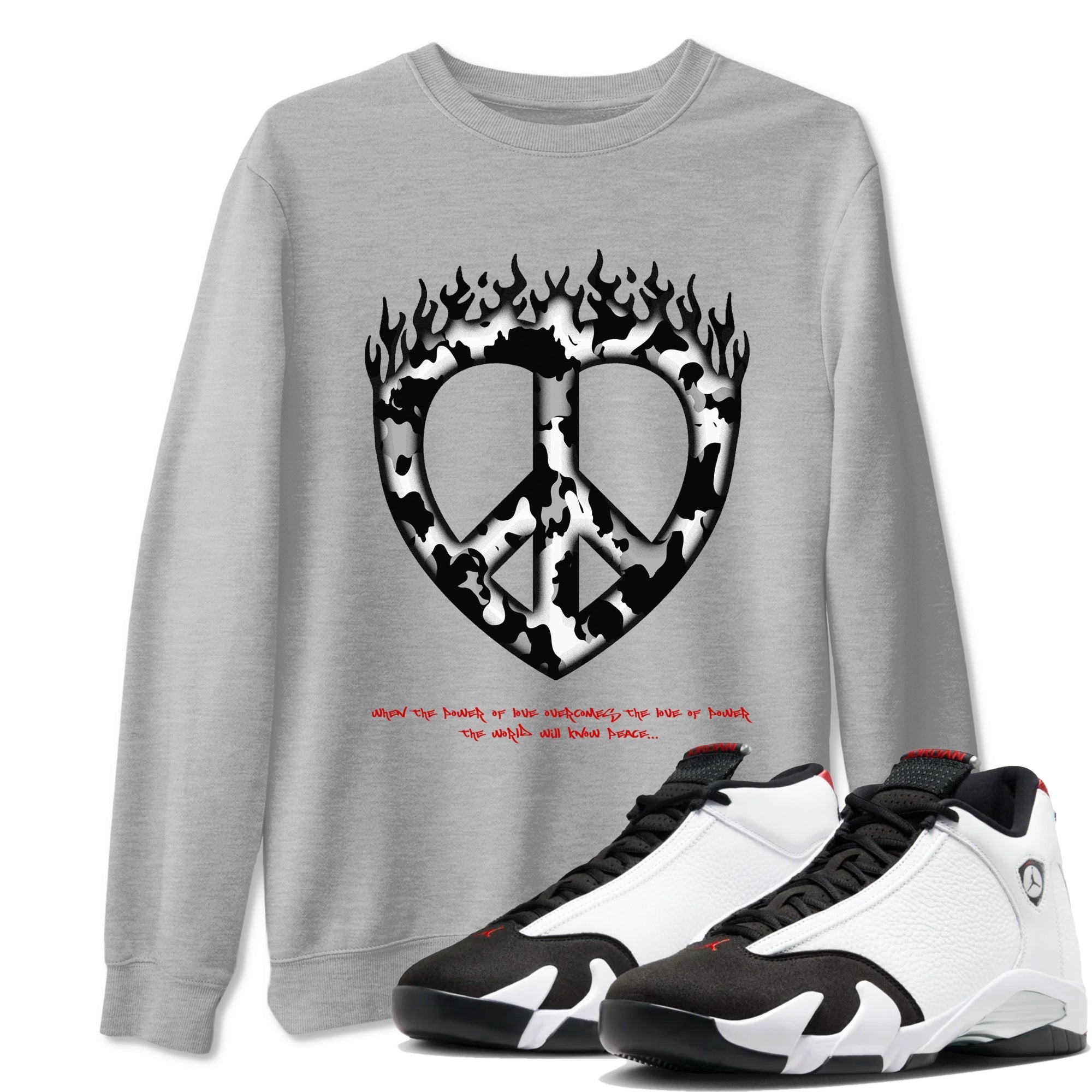 Love Peace snkmatch Tees - Air Jordan 14 Black Toe