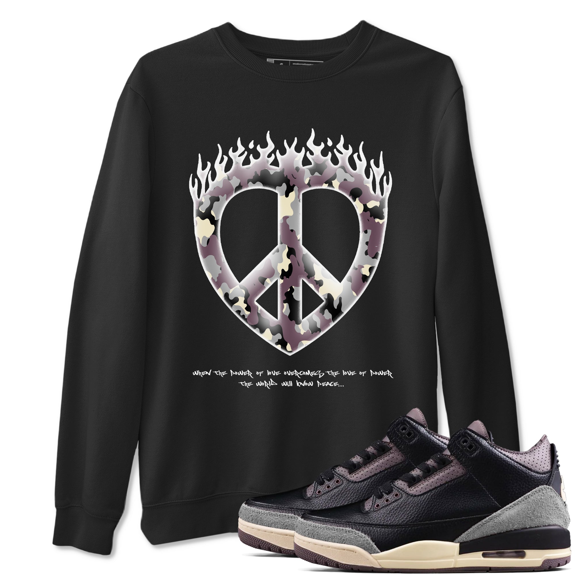 Love Peace snkmatch Tees - Air Jordan 3 A Ma Maniere x Black