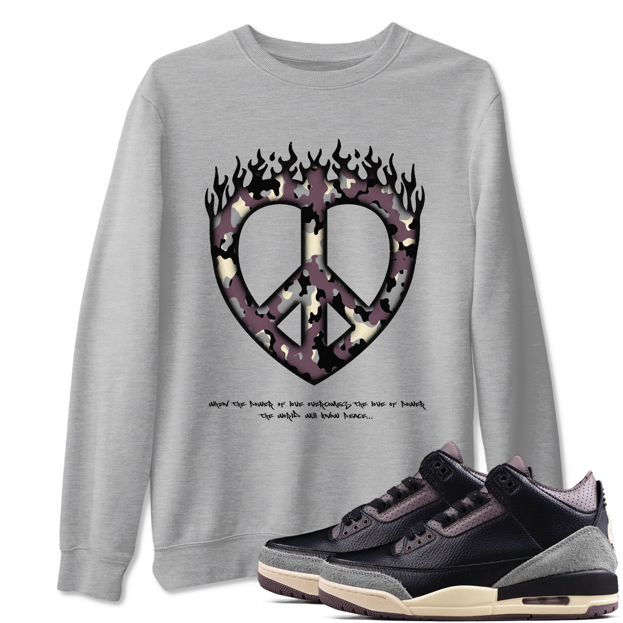 Love Peace snkmatch Tees - Air Jordan 3 A Ma Maniere x Black