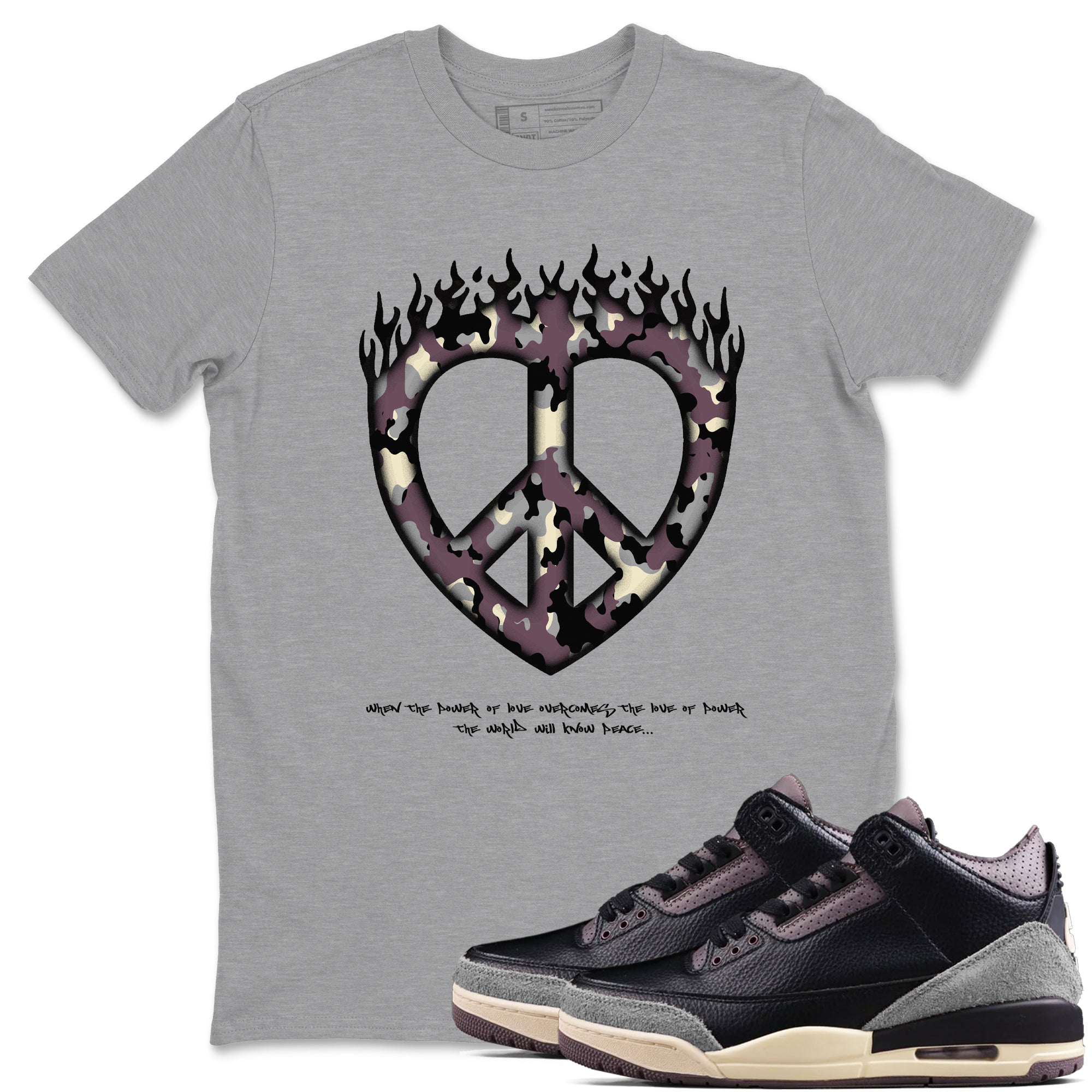 Love Peace snkmatch Tees - Air Jordan 3 A Ma Maniere x Black