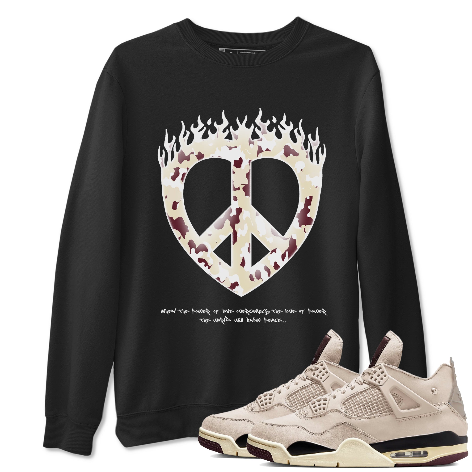 Love Peace snkmatch Tees - Air Jordan 4 A Ma Maniere x Fossil Stone