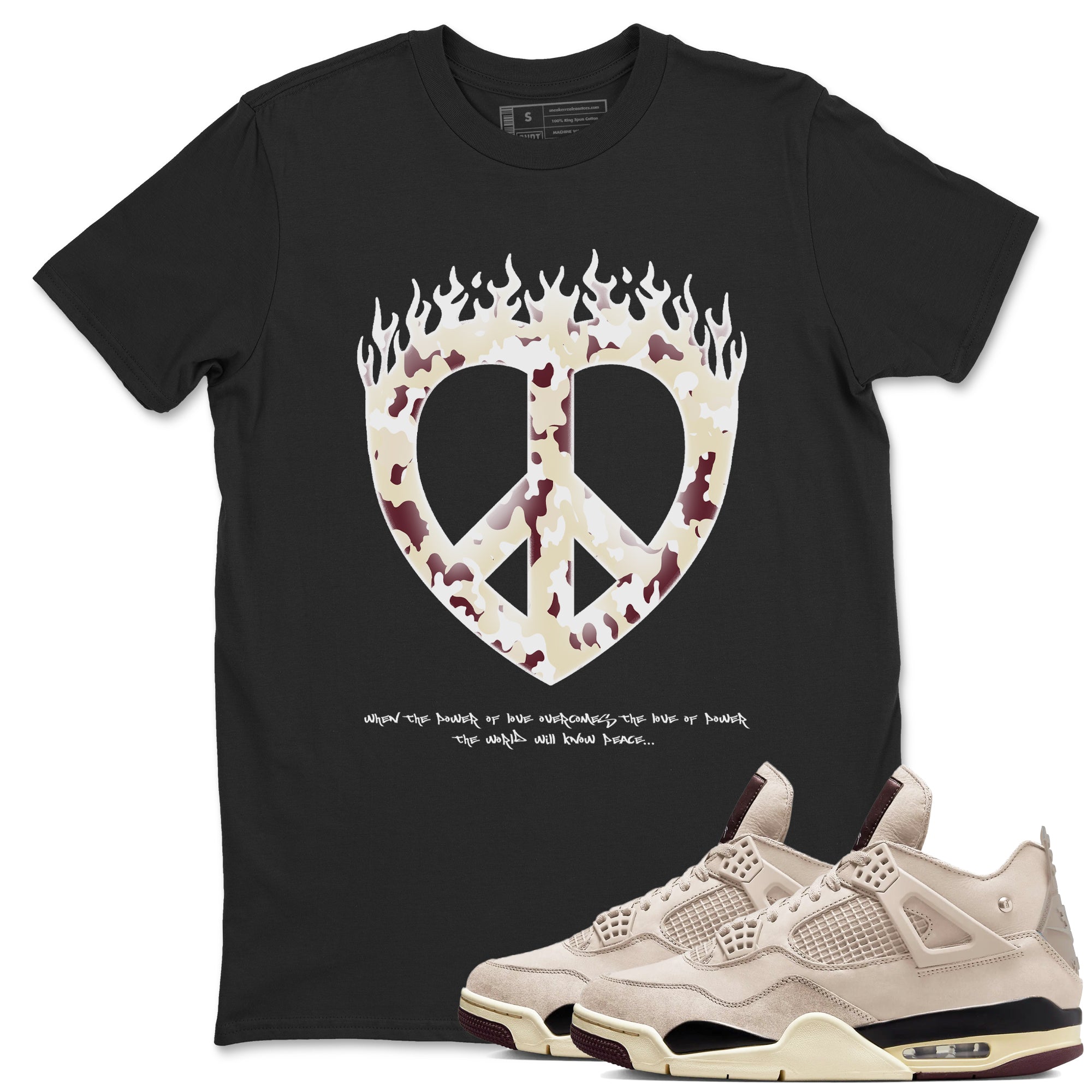 Love Peace snkmatch Tees - Air Jordan 4 A Ma Maniere x Fossil Stone
