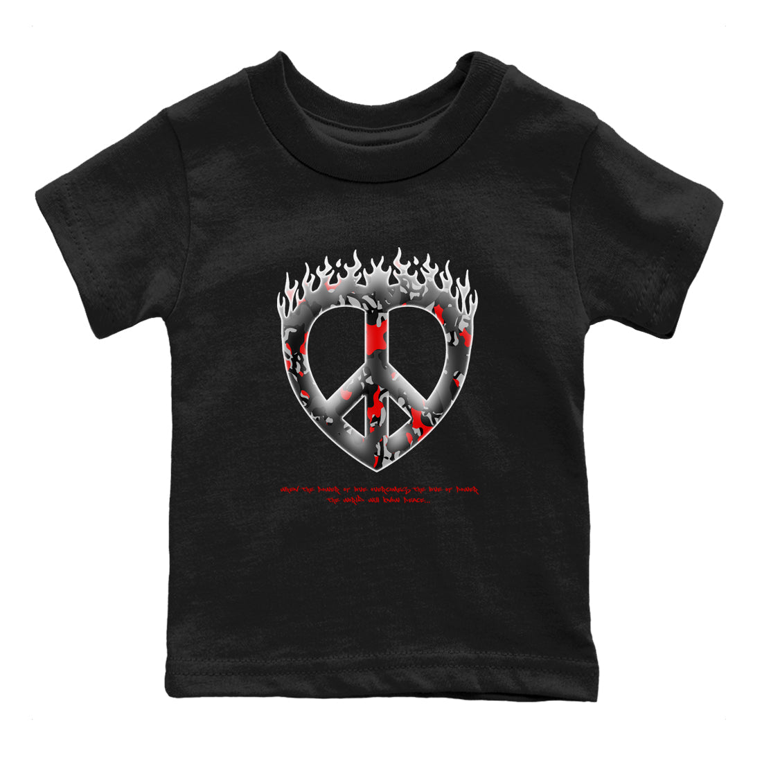 Love Peace snkmatch Tees Kids - Air Jordan 3 Black Cement