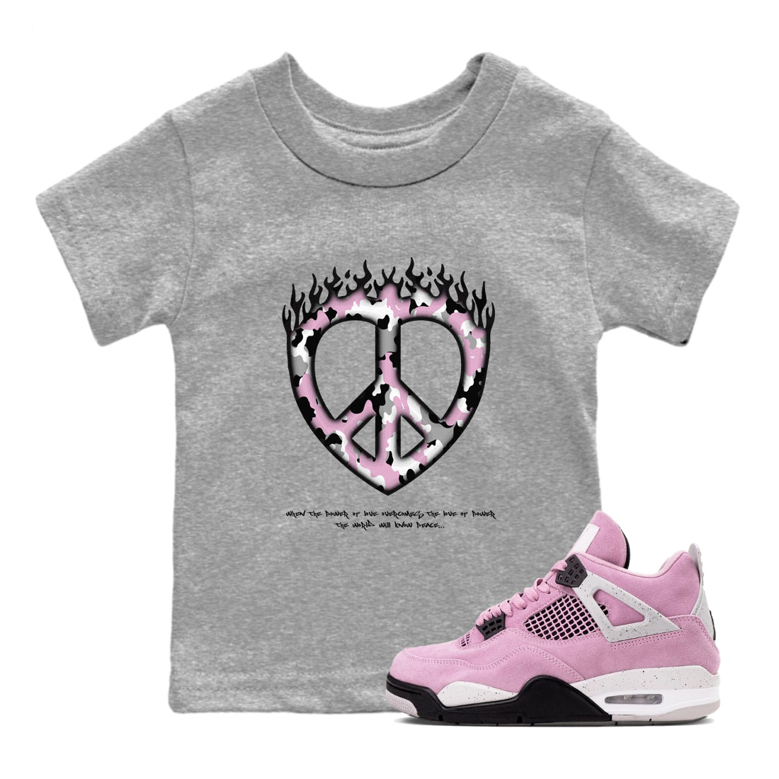 Love Peace snkmatch Tees Kids - Air Jordan 4 Orchid
