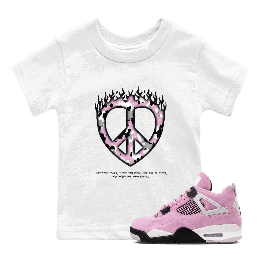 Love Peace snkmatch Tees Kids - Air Jordan 4 Orchid