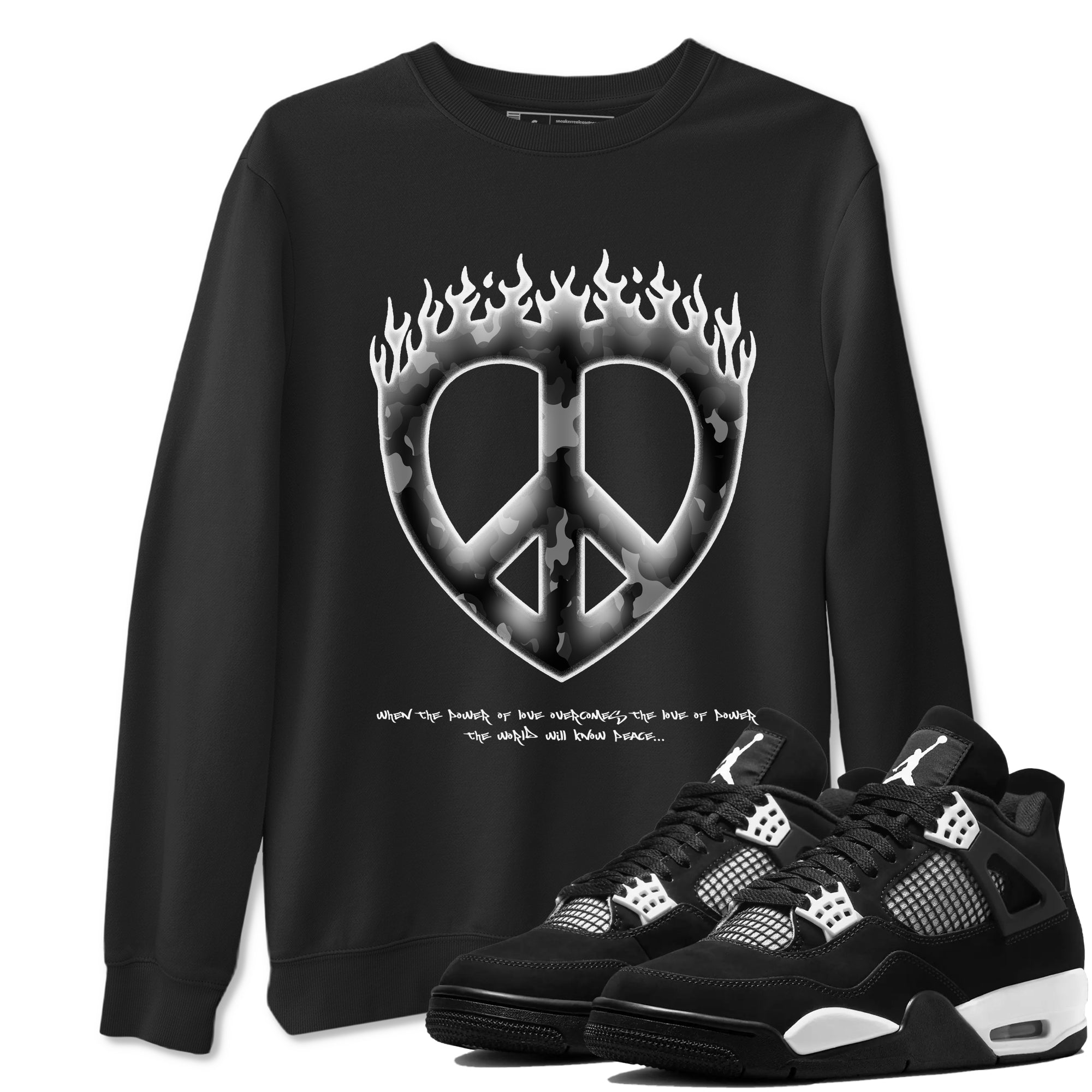 Love Peace snkmatch Tees - Air Jordan 4 White Thunder