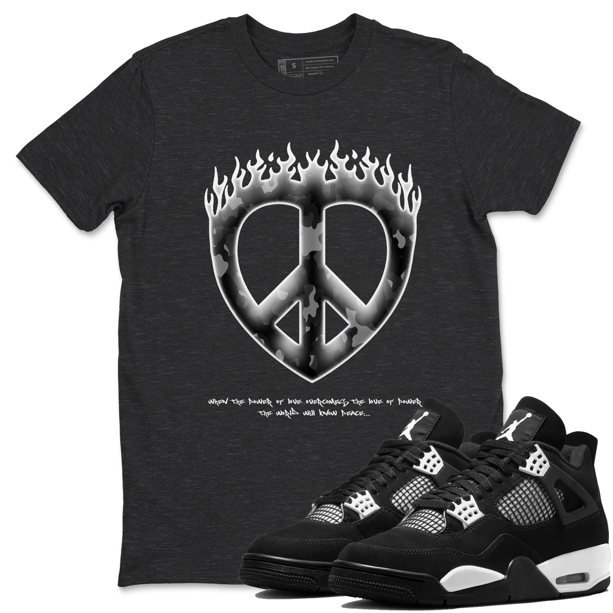 Love Peace snkmatch Tees - Air Jordan 4 White Thunder