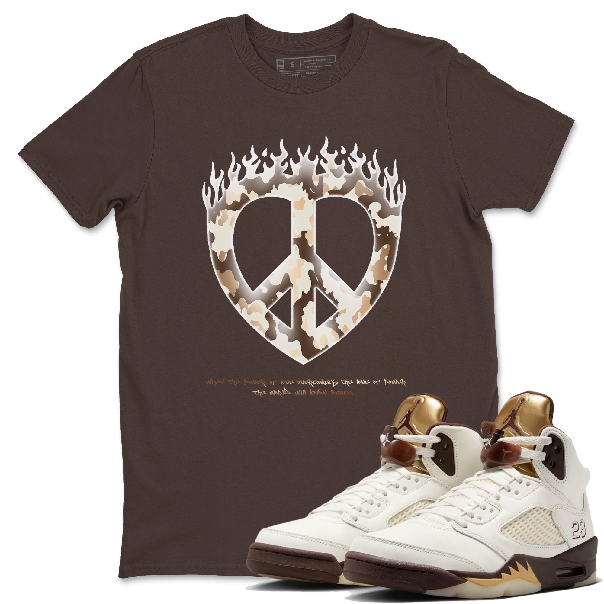Love Peace snkmatch Tees - Air Jordan 5 Golden Ticket
