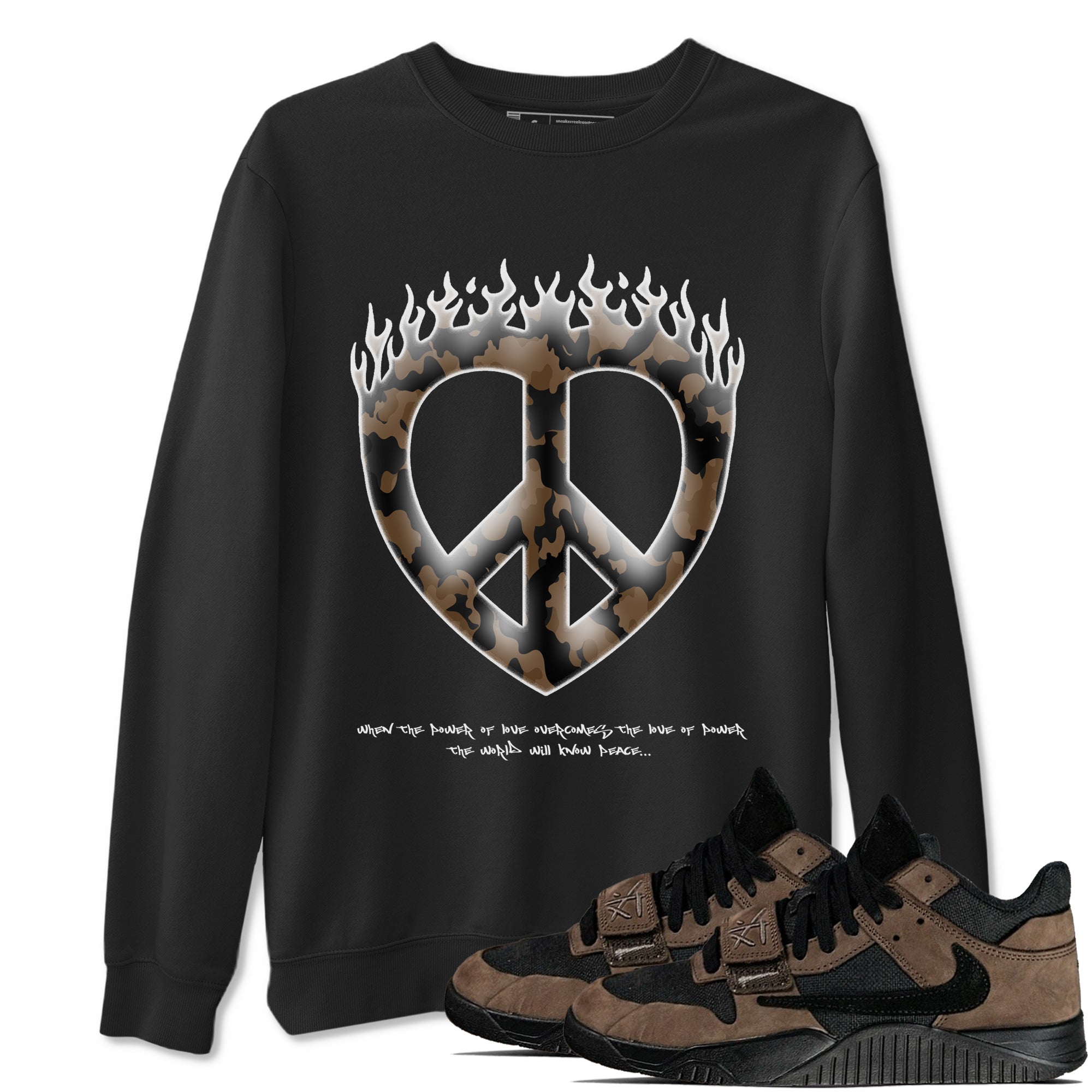 Love Peace snkmatch Tees - Jordan Jumpman Jack Travis Scott Dark Mocha