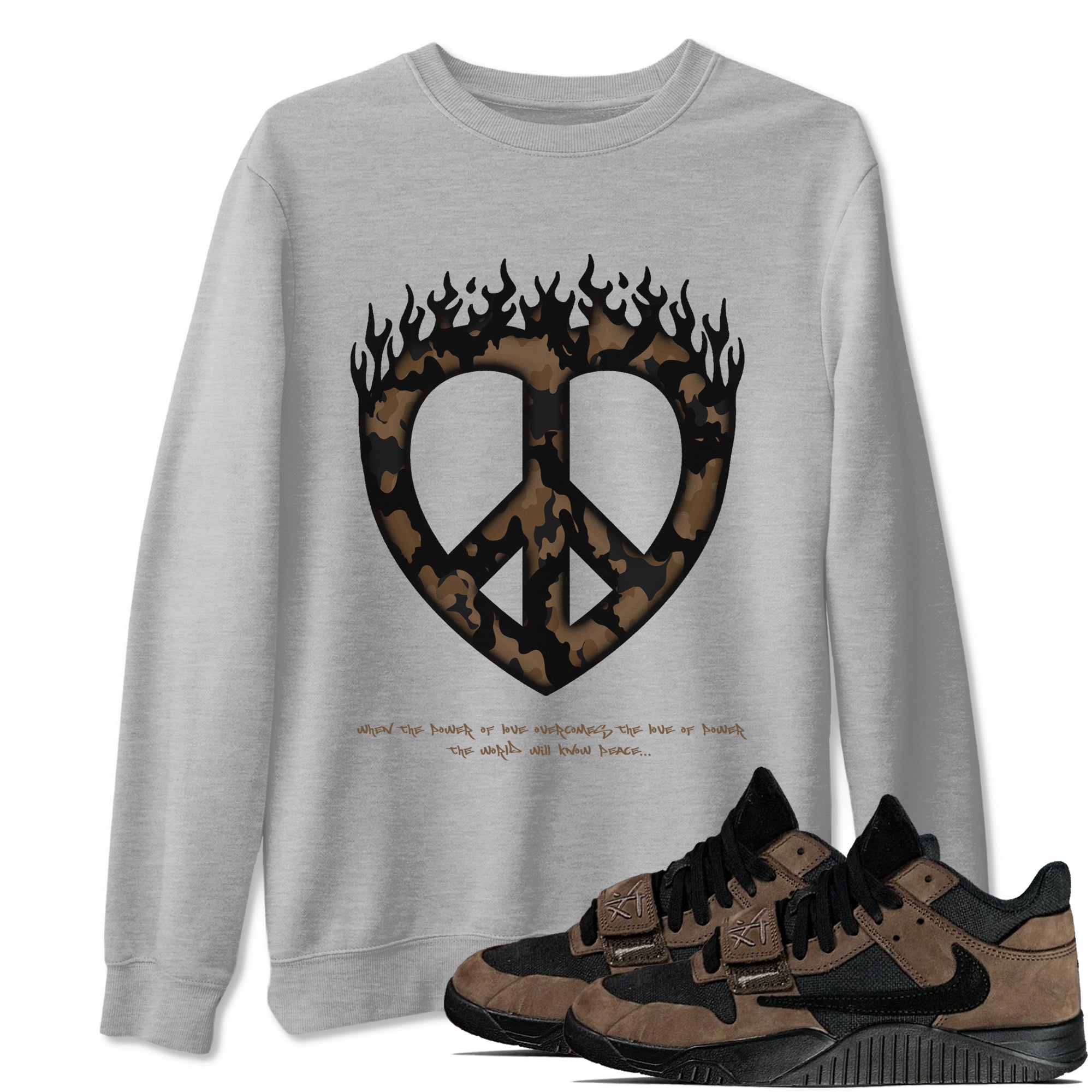 Love Peace snkmatch Tees - Jordan Jumpman Jack Travis Scott Dark Mocha