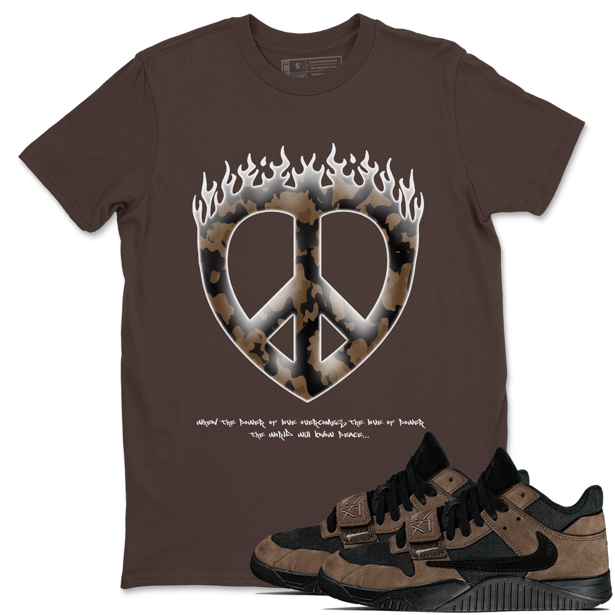 Love Peace snkmatch Tees - Jordan Jumpman Jack Travis Scott Dark Mocha