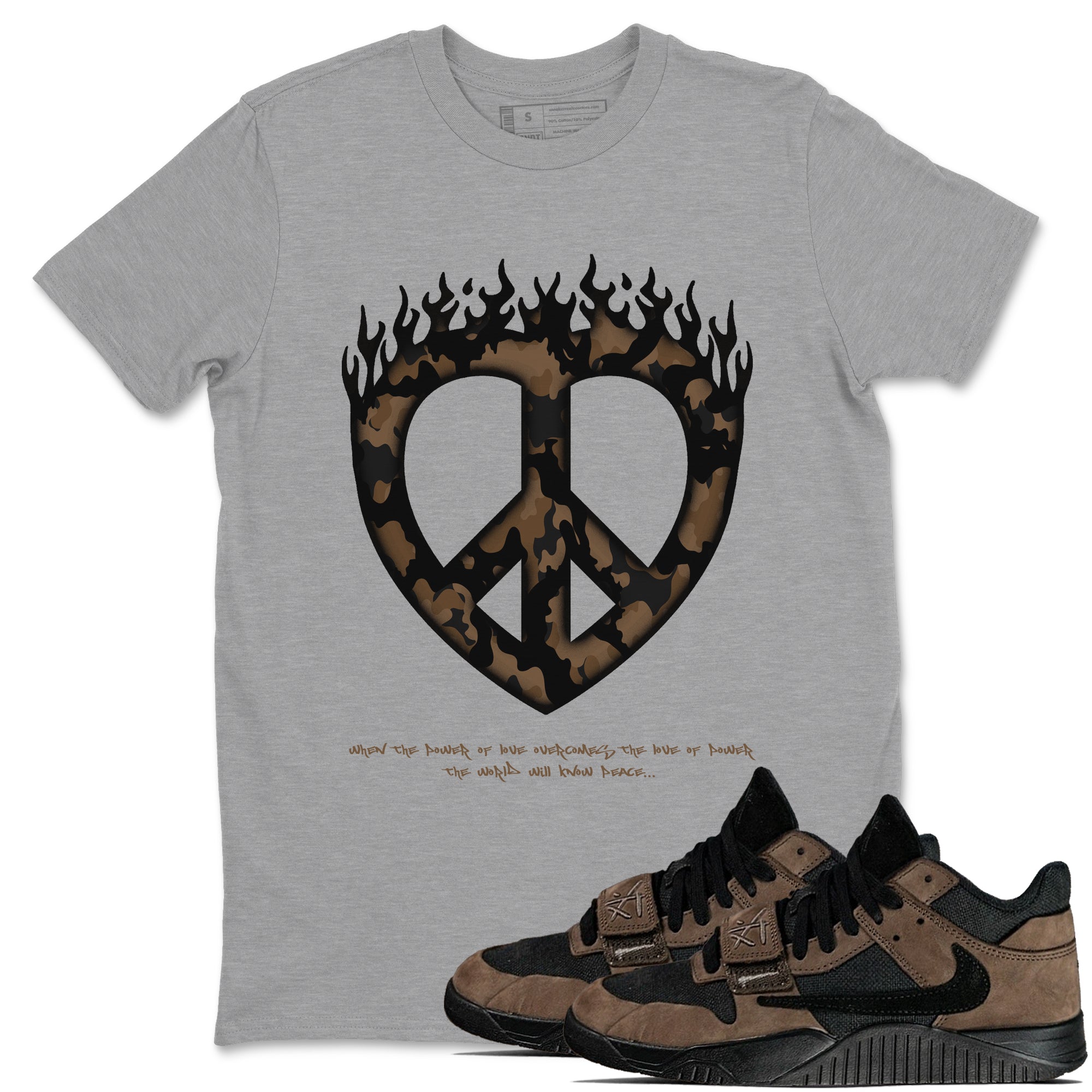 Love Peace snkmatch Tees - Jordan Jumpman Jack Travis Scott Dark Mocha