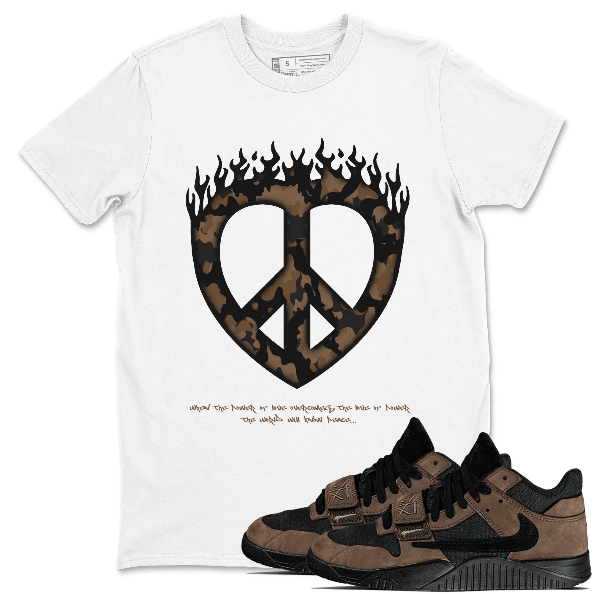 Love Peace snkmatch Tees - Jordan Jumpman Jack Travis Scott Dark Mocha
