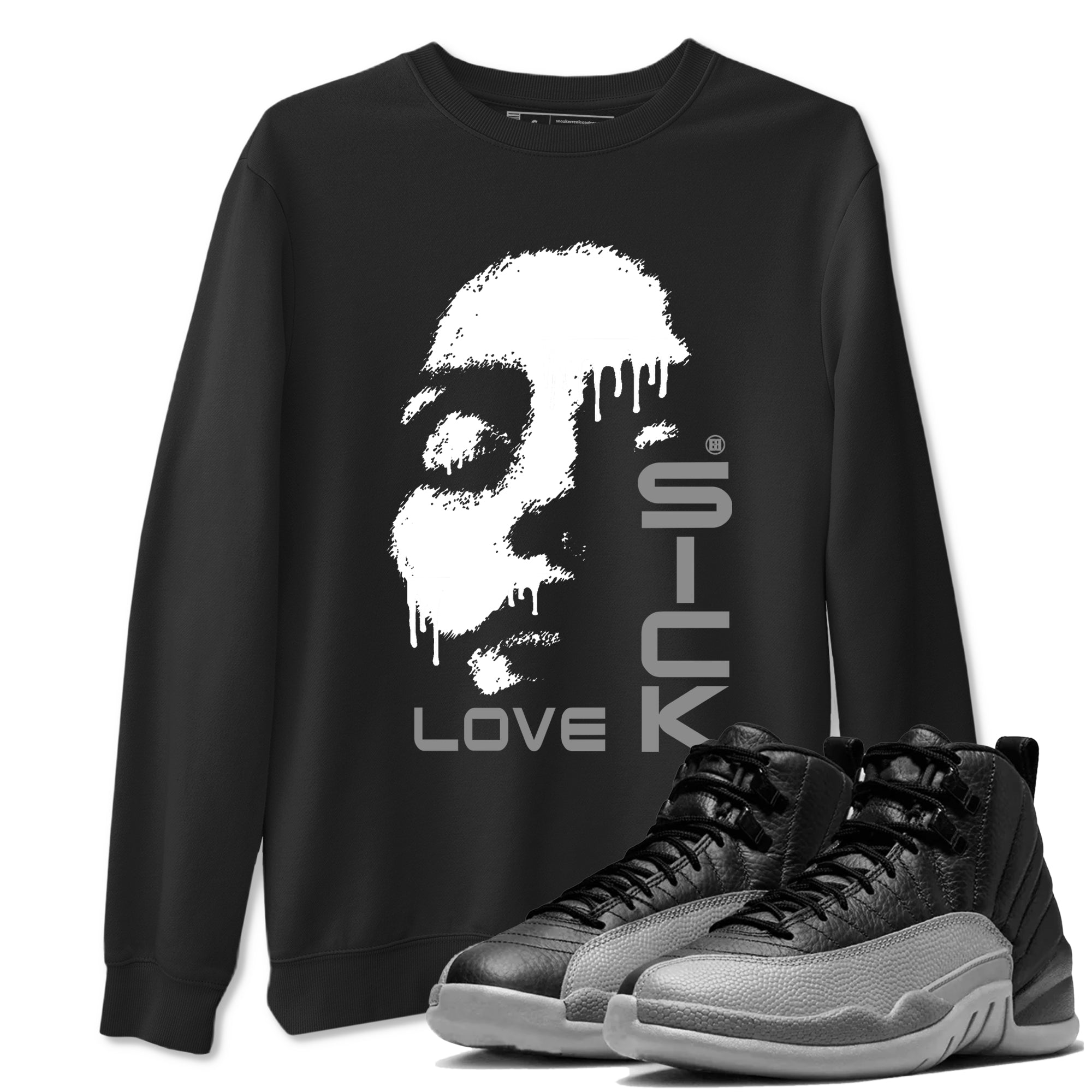 Love Sick snkmatch Tees - Air Jordan 12 Black Wolf Grey