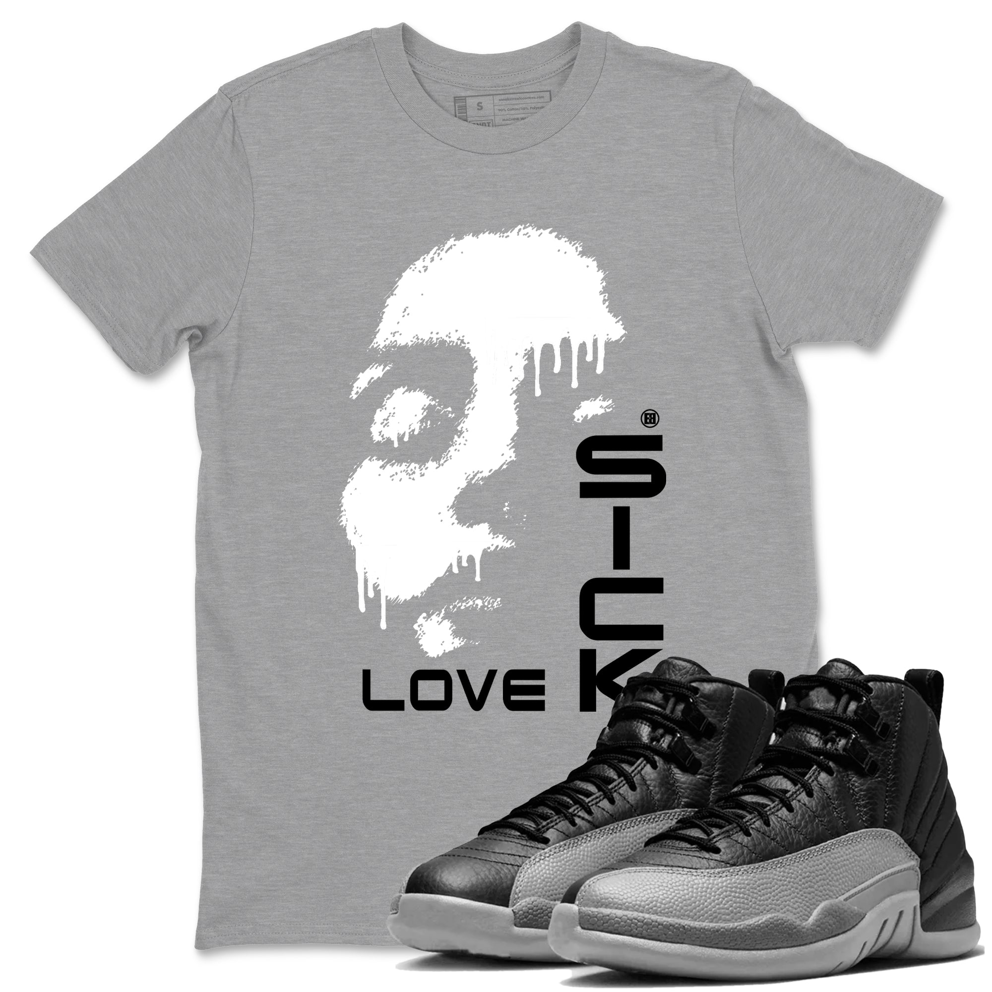 Love Sick snkmatch Tees - Air Jordan 12 Black Wolf Grey