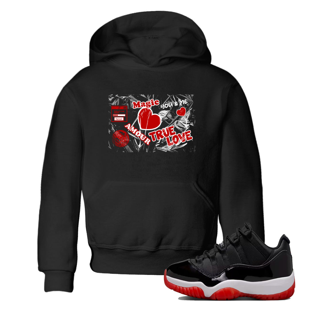 Love Under Wraps snkmatch Tees Kids - Air Jordan 11 Bred