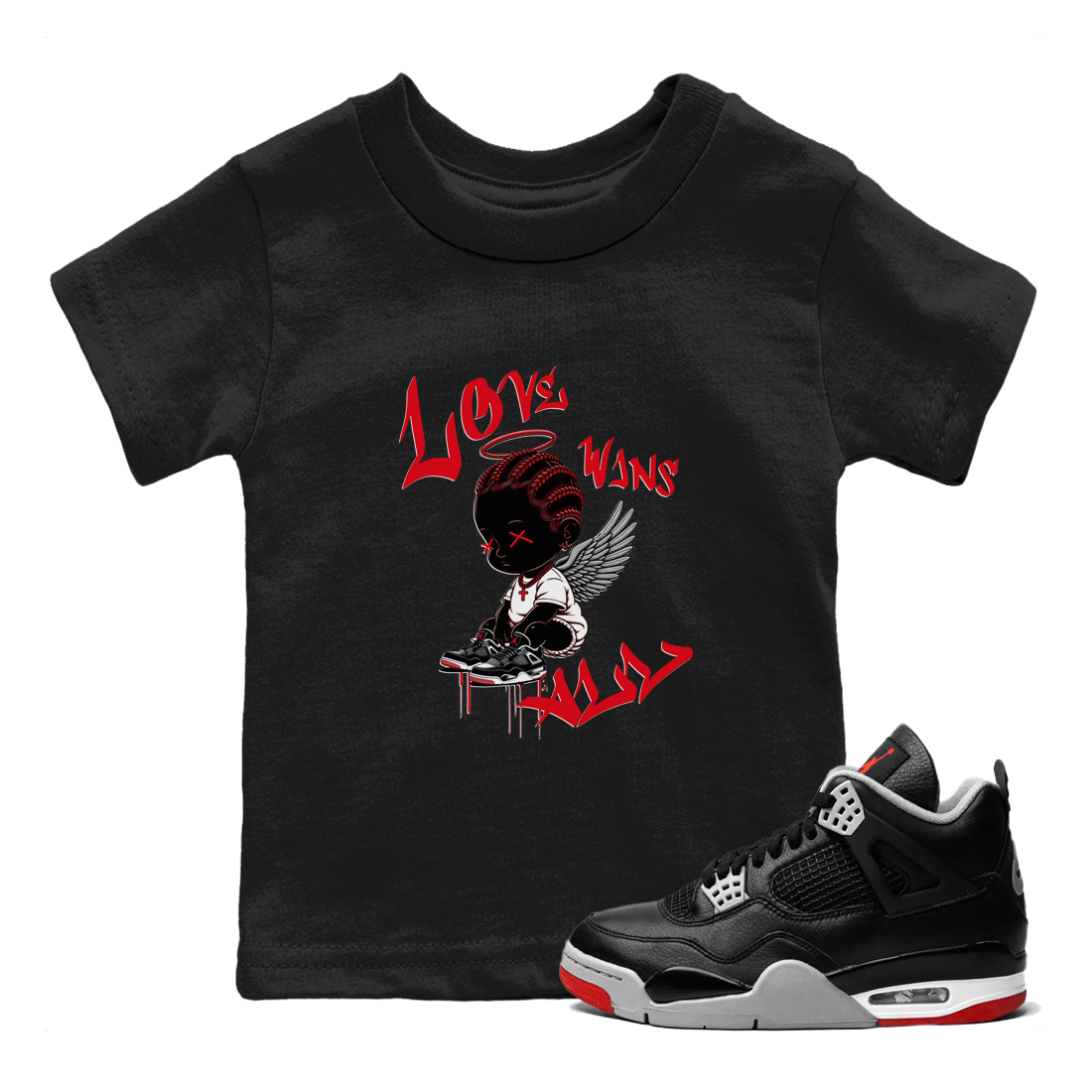 Love Wins All snkmatch Tees Kids - Air Jordan 4 Bred Reimagined