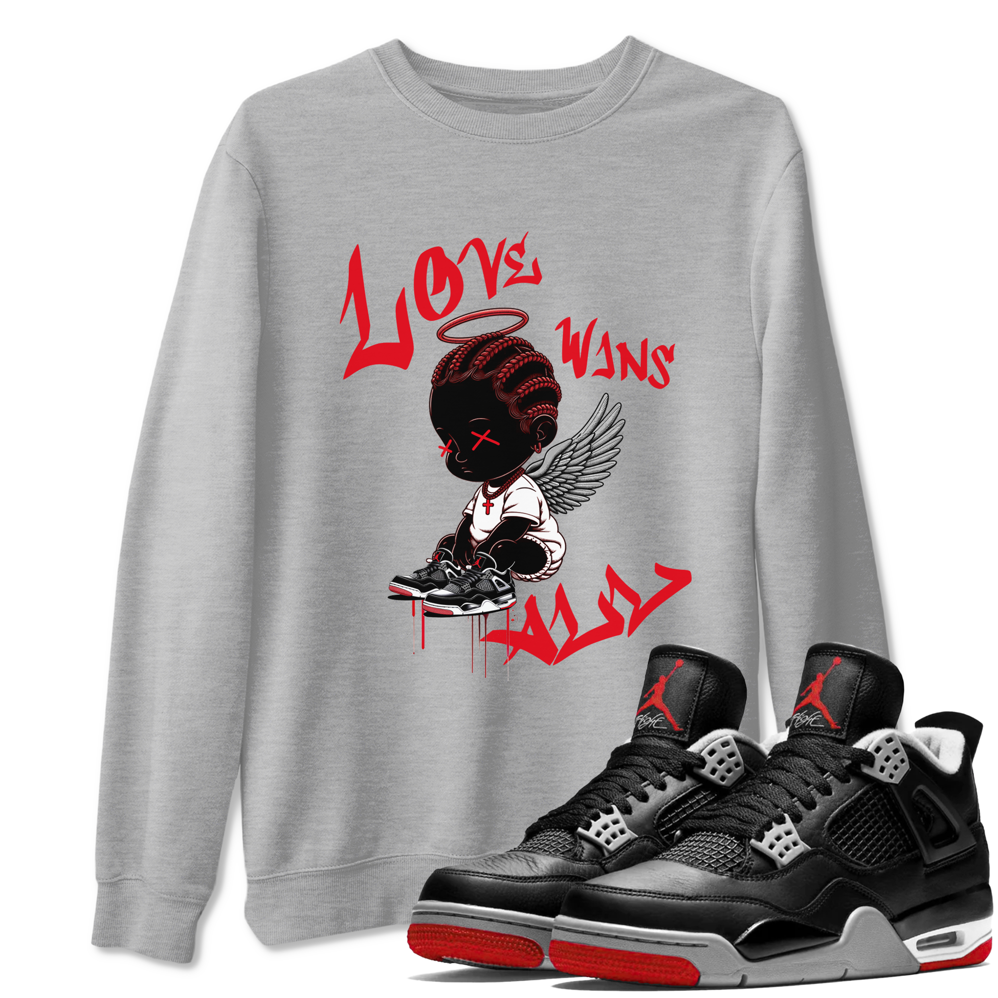 Love Wins All snkmatch Tees - Air Jordan 4 Bred Reimagined
