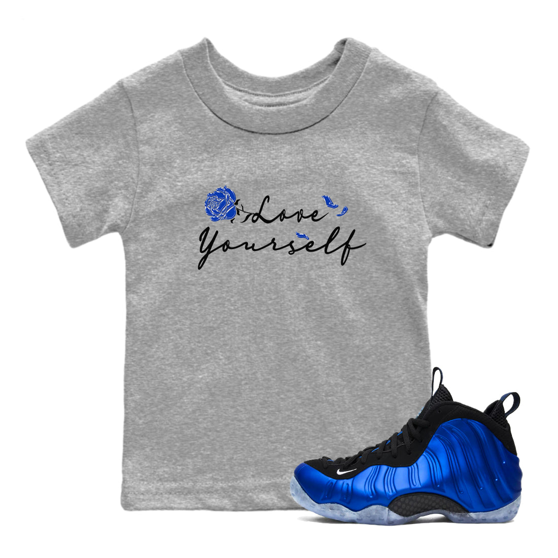 Love Yourself snkmatch Tees Kids - Air Foamposite One Royal